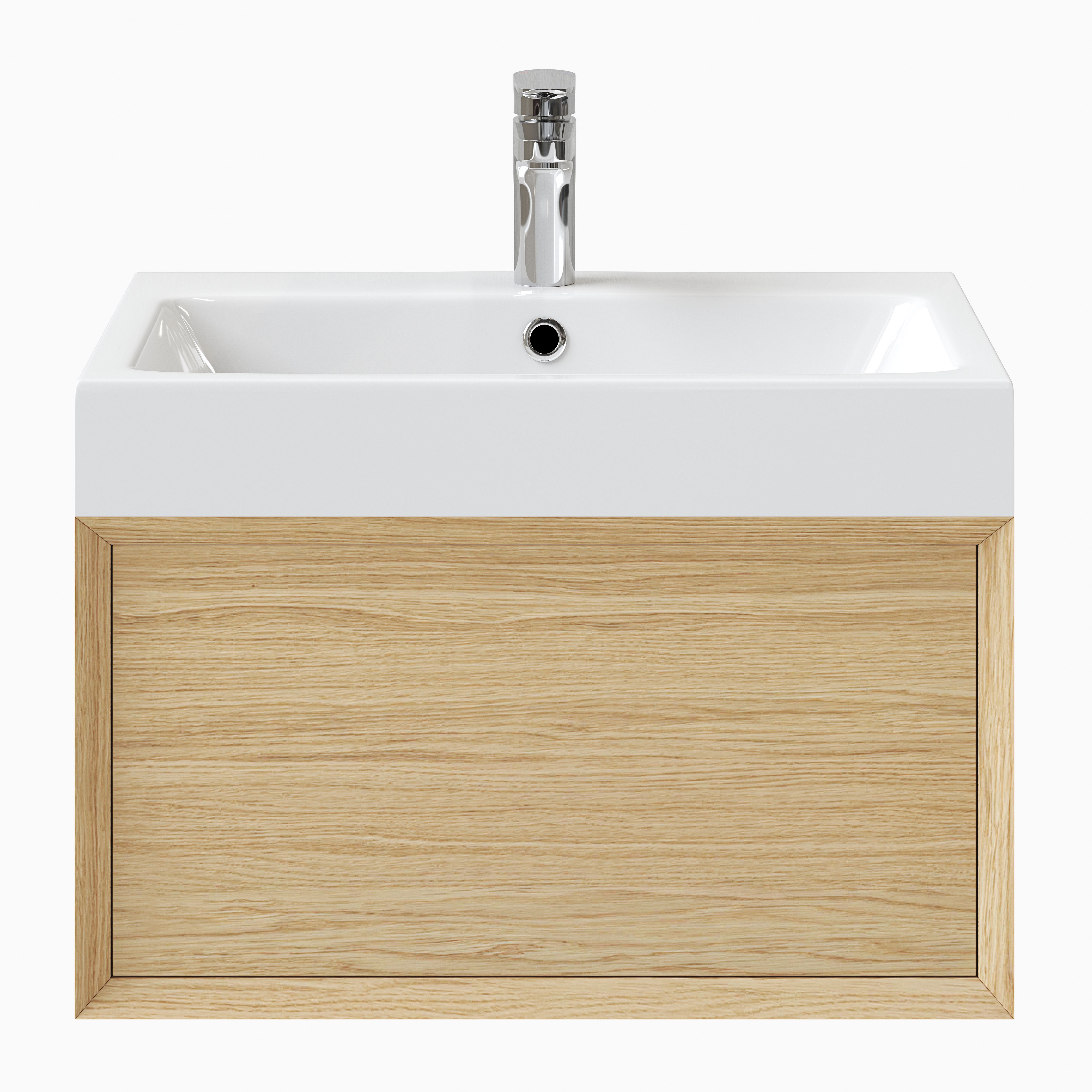 GoodHome Avela Matt Oak Veneer Wall-mounted Bathroom Vanity unit (H)31.7cm (W)60cm