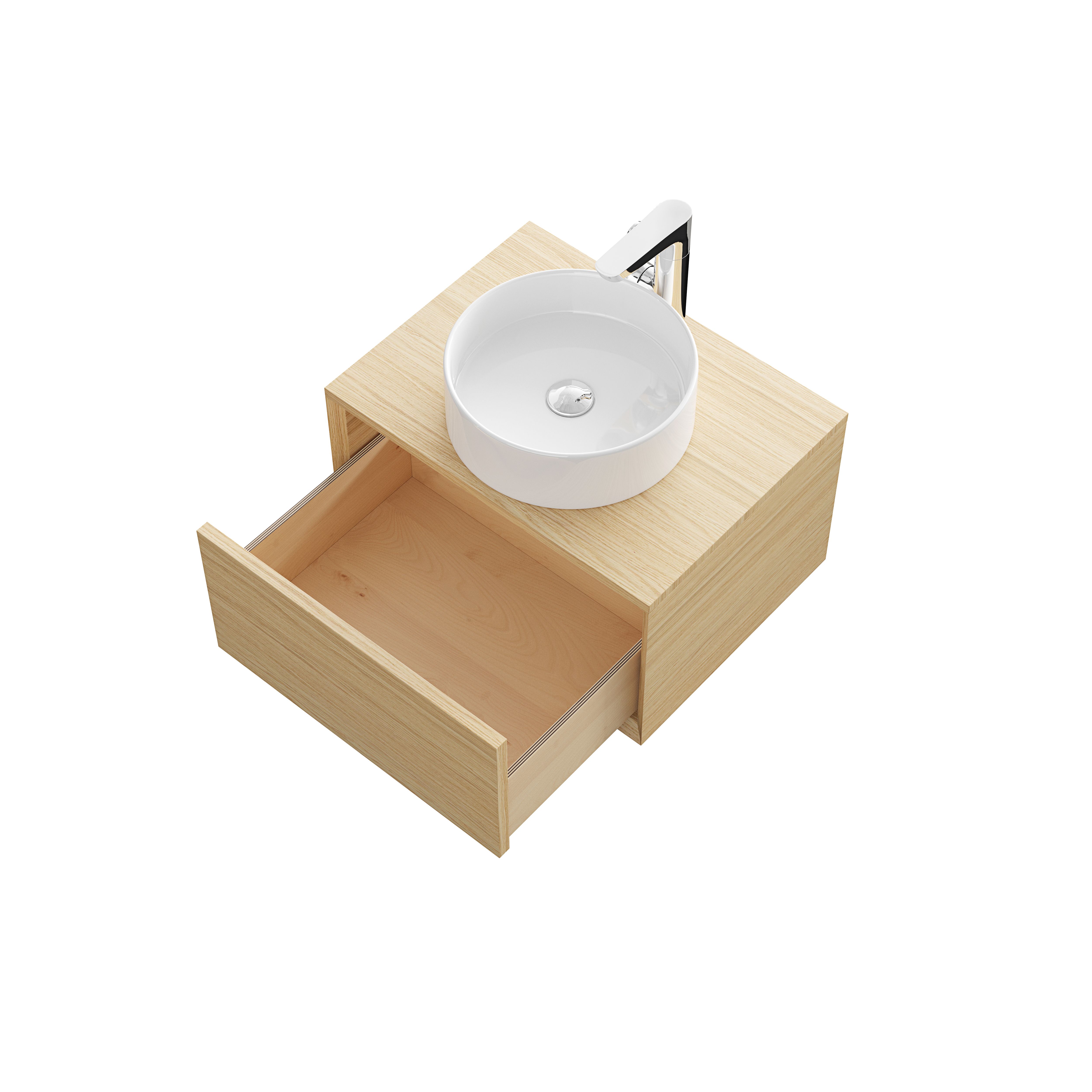 GoodHome Avela Matt Oak Veneer Wall-mounted Bathroom Vanity unit (H)31.7cm (W)60cm
