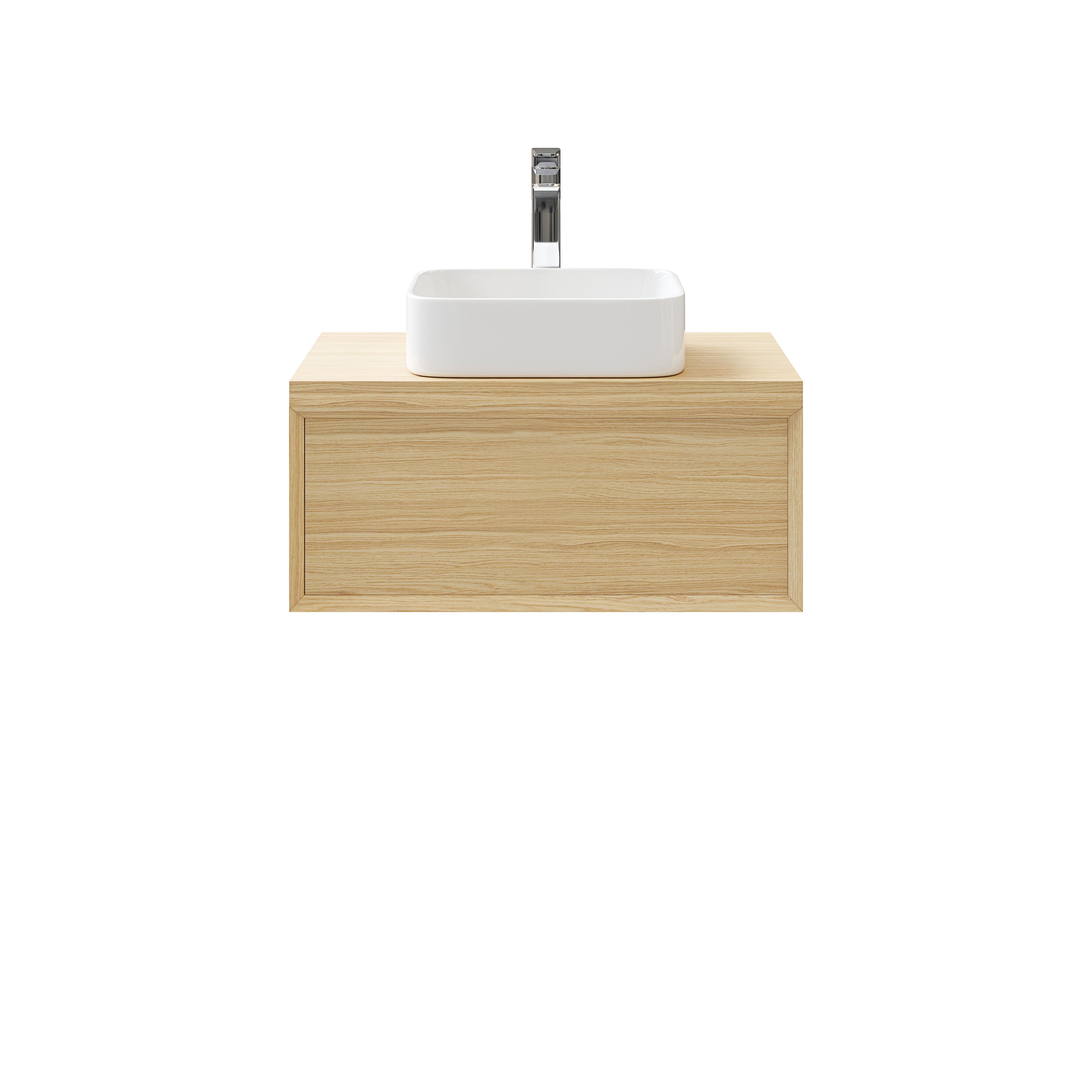 GoodHome Avela Matt Oak Veneer Wall-mounted Bathroom Vanity unit (H)31.7cm (W)80cm