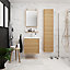 GoodHome Avela Matt Oak Veneer Wall-mounted Bathroom Vanity unit (H)60cm (W)60cm
