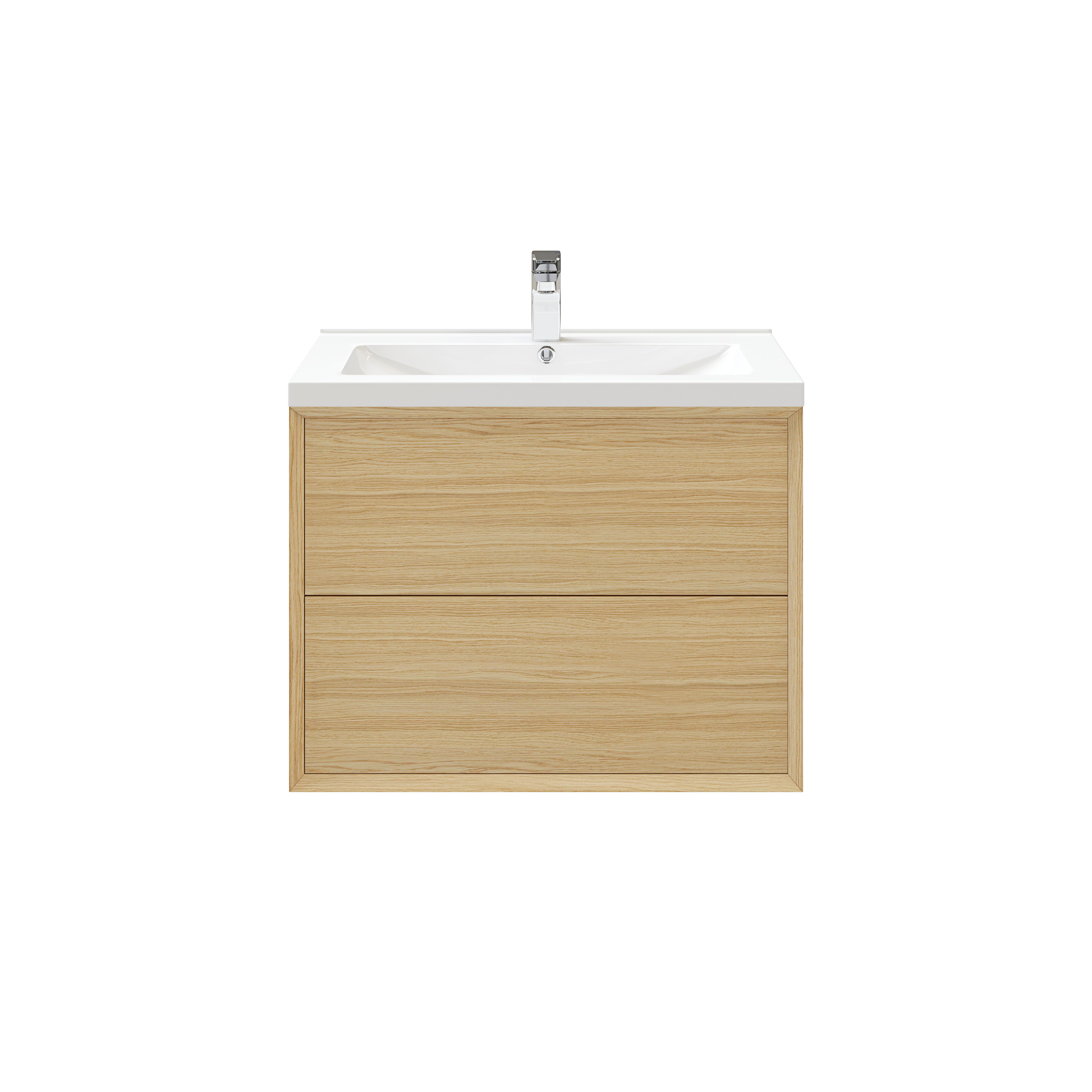 GoodHome Avela Matt Oak Veneer Wall-mounted Bathroom Vanity unit (H)60cm (W)80cm