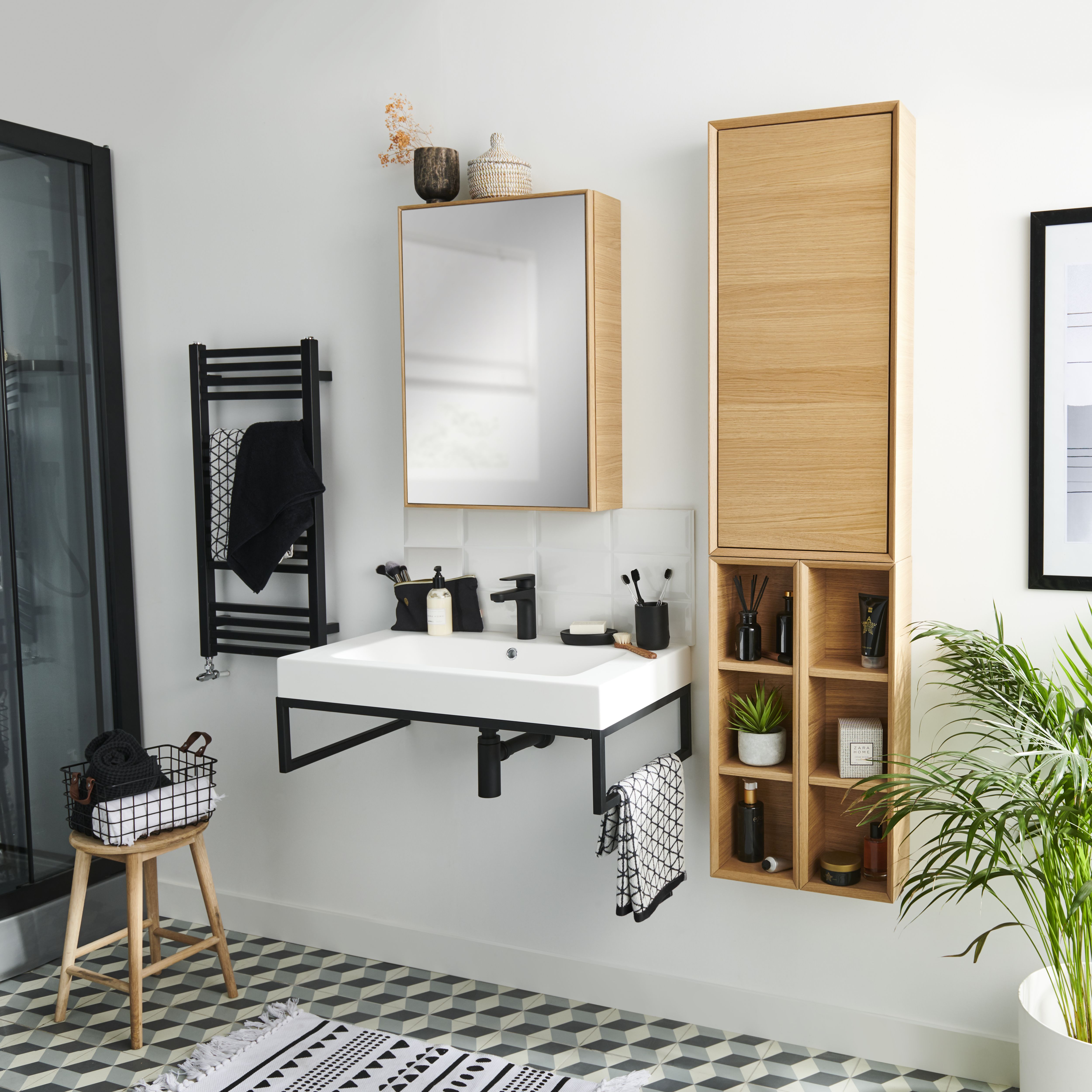 GoodHome Avela Matt Wall-mounted 3 Shelves Storage unit (D) 150mm (H) 700mm