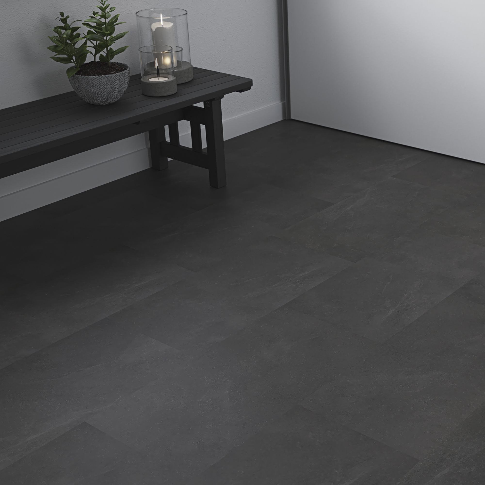 GoodHome Baila Black Stone effect Click flooring Pack of 12
