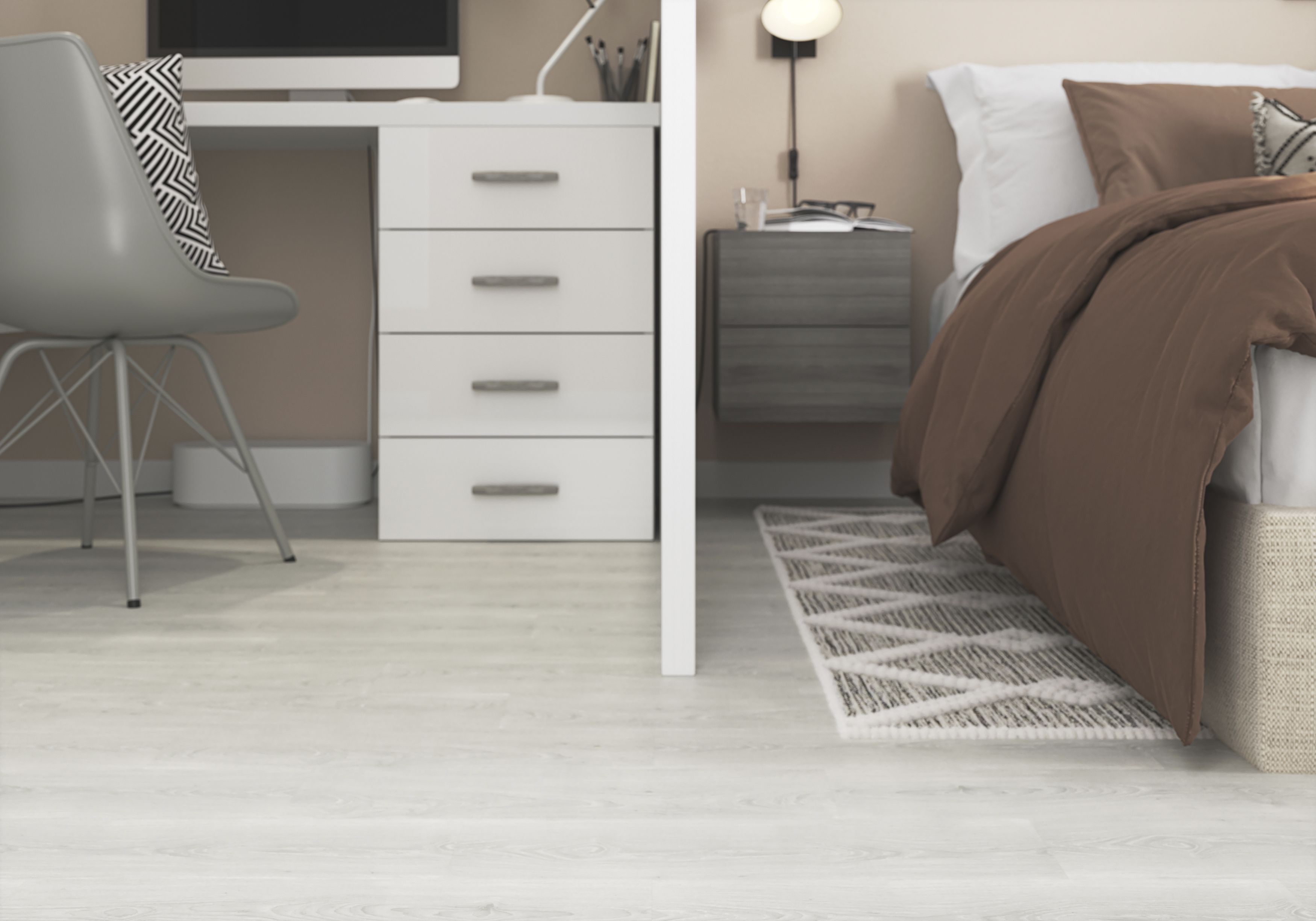 GoodHome Baila Distressed light gray oak Wood effect Click flooring Pack of 12