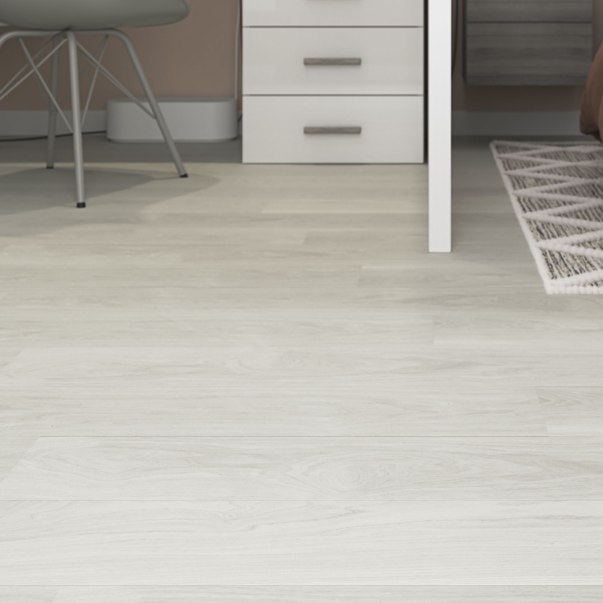 GoodHome Baila Distressed light gray oak Wood effect Click flooring Pack of 12
