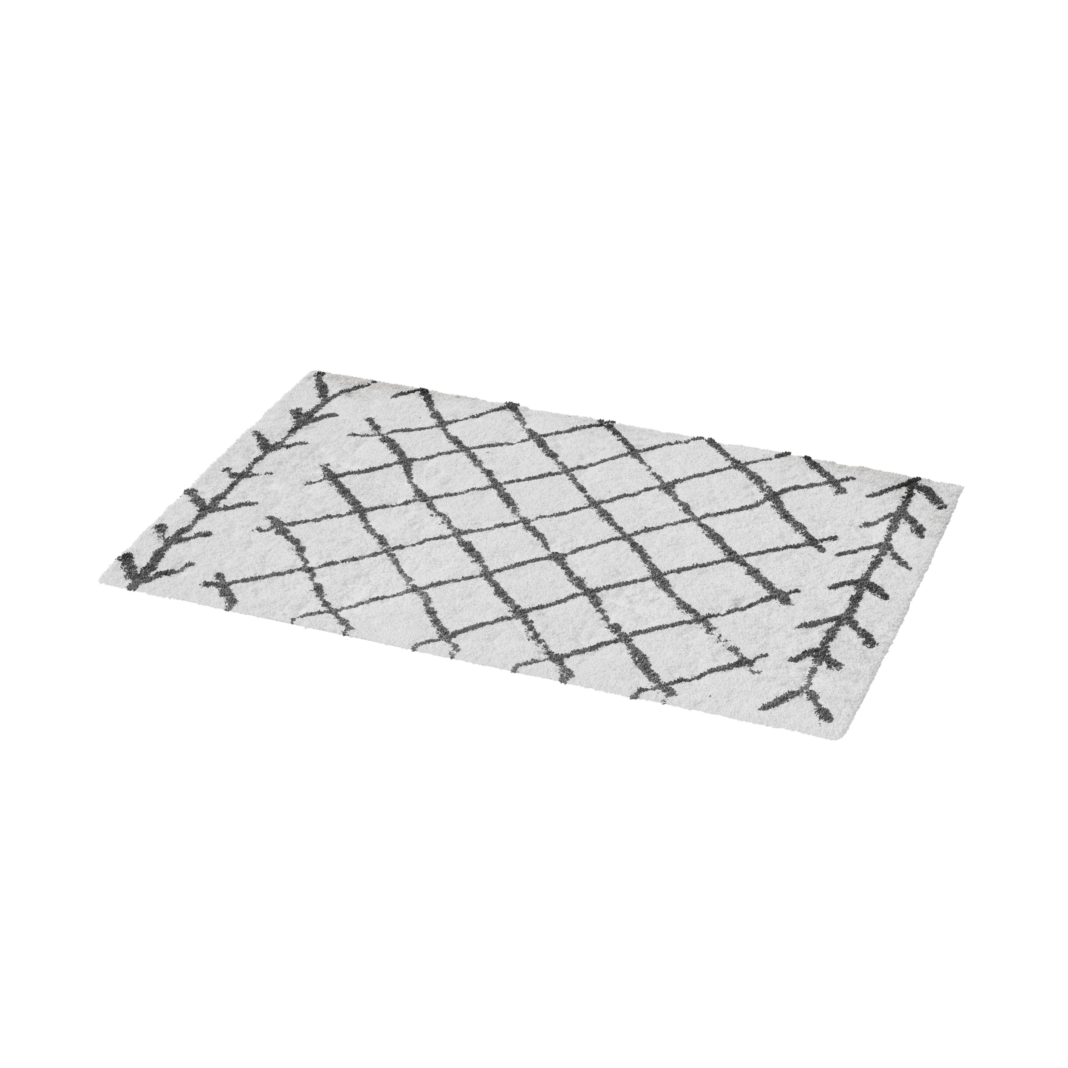 GoodHome Balan White & black Cotton Anti-slip Bath mat (L)800mm (W)500mm
