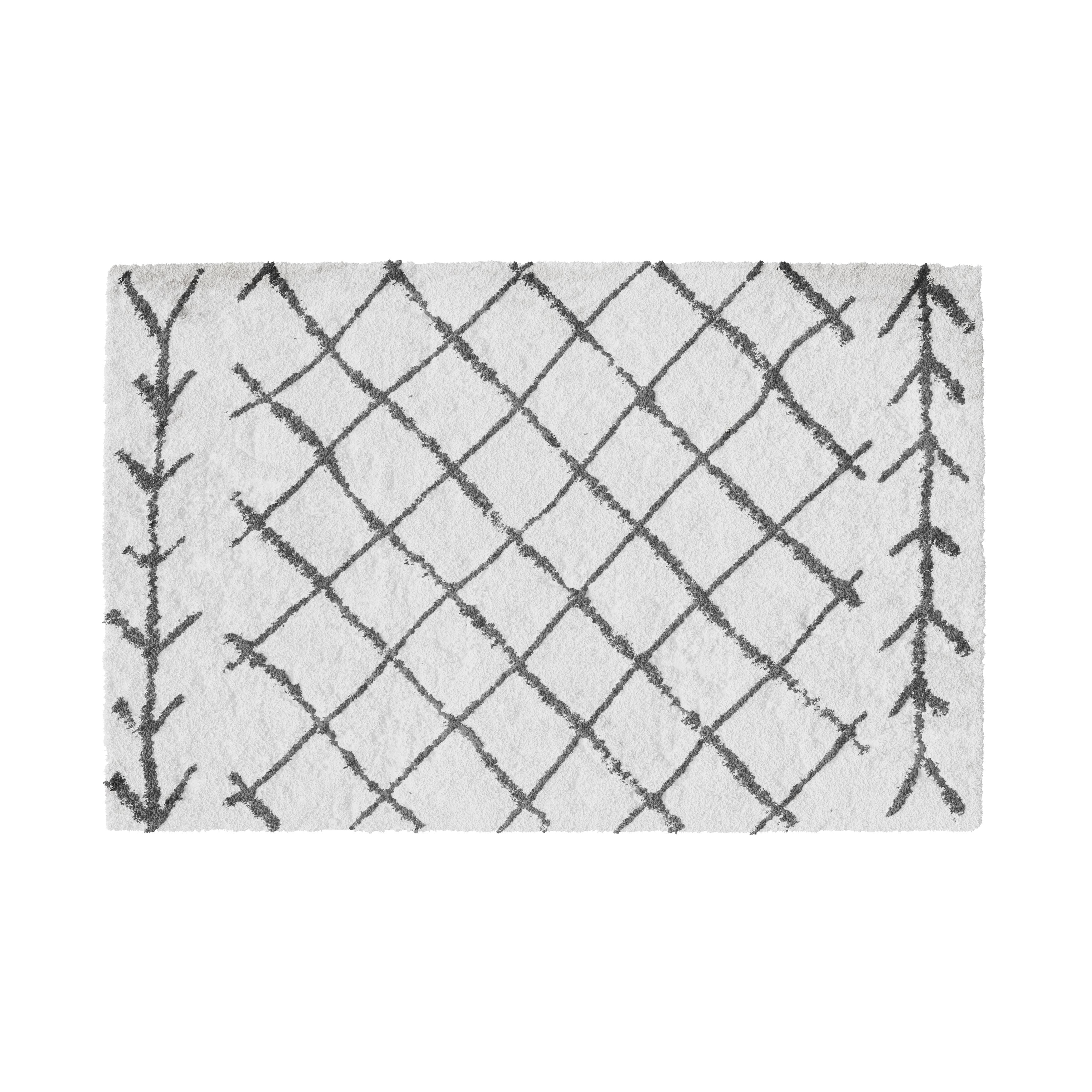 GoodHome Balan White & black Cotton Anti-slip Bath mat (L)800mm (W)500mm