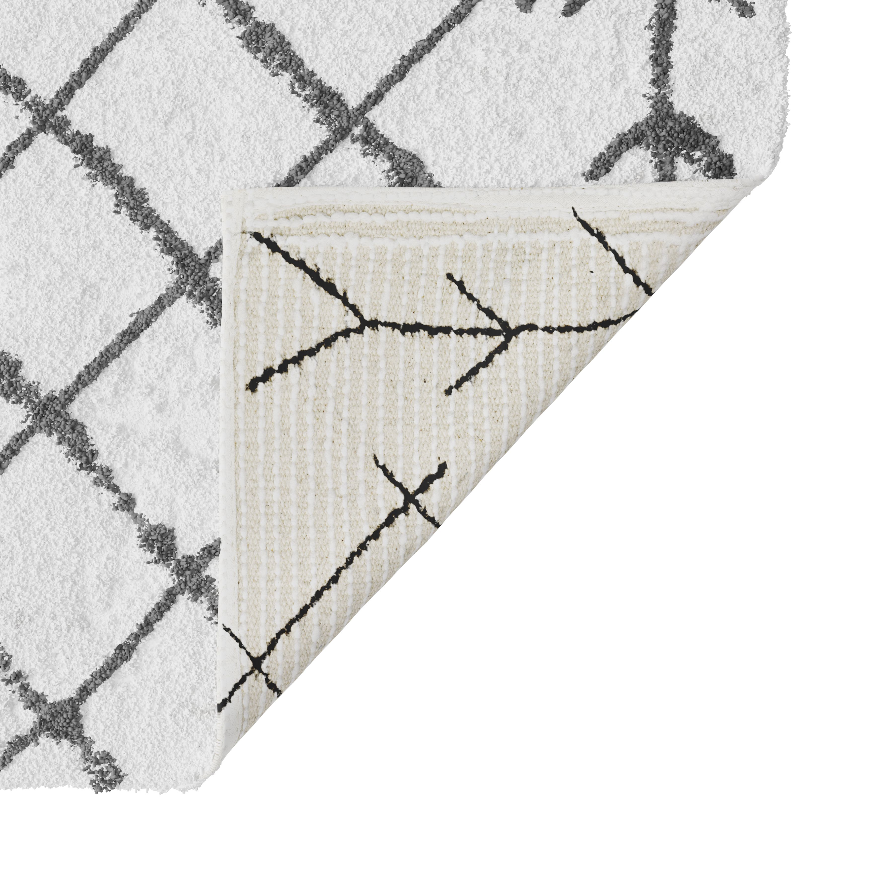 GoodHome Balan White & black Cotton Anti-slip Bath mat (L)800mm (W)500mm