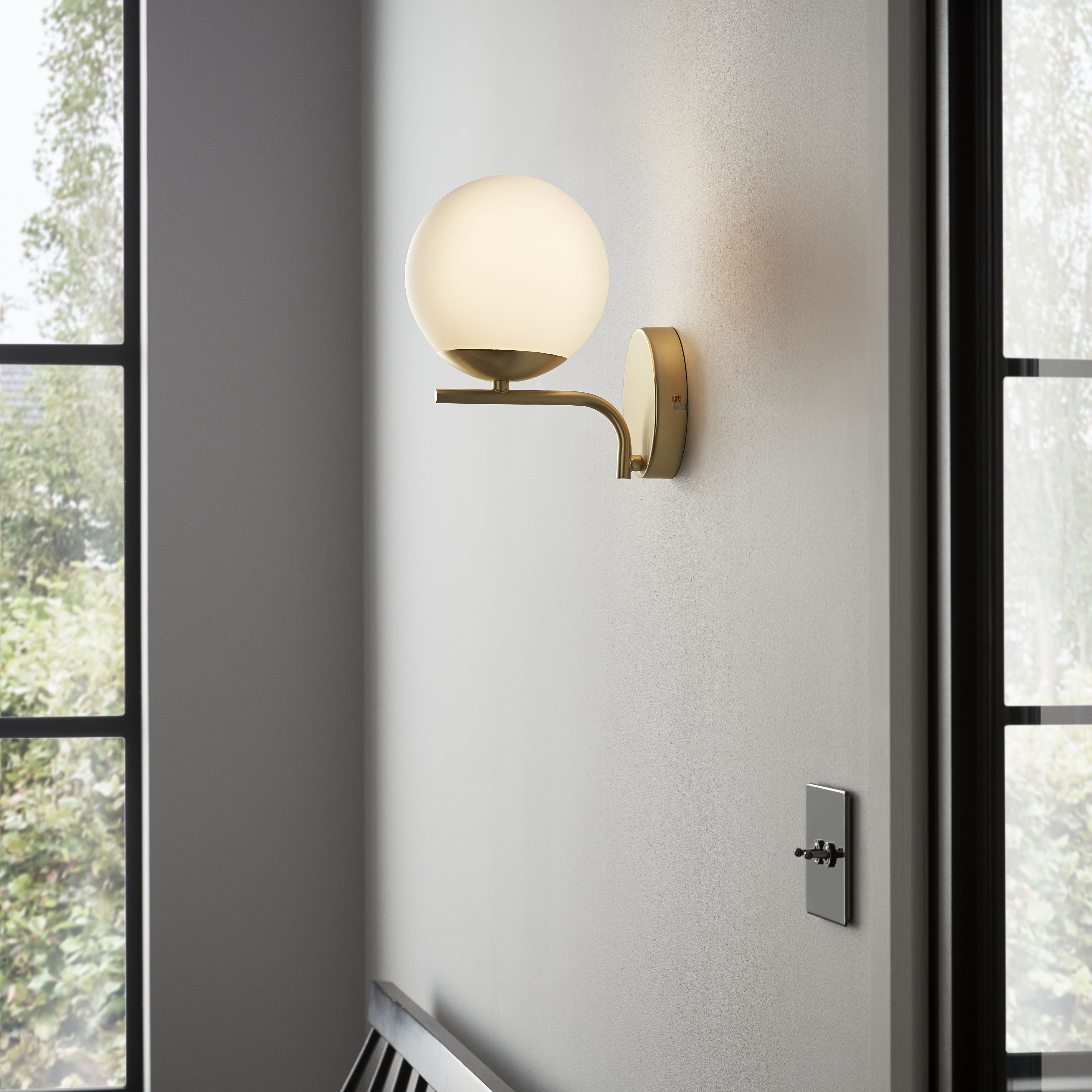 GoodHome Baldaz Matt Brass effect Wall light