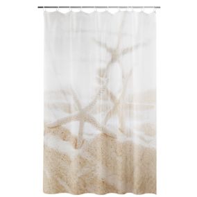 GoodHome Balka Beige Starfish Shower curtain (W)180cm