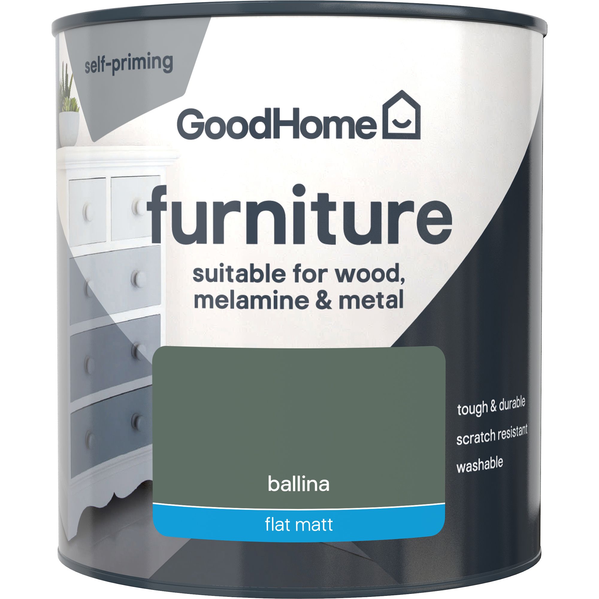 GoodHome Ballina Flat matt Furniture paint, 500ml