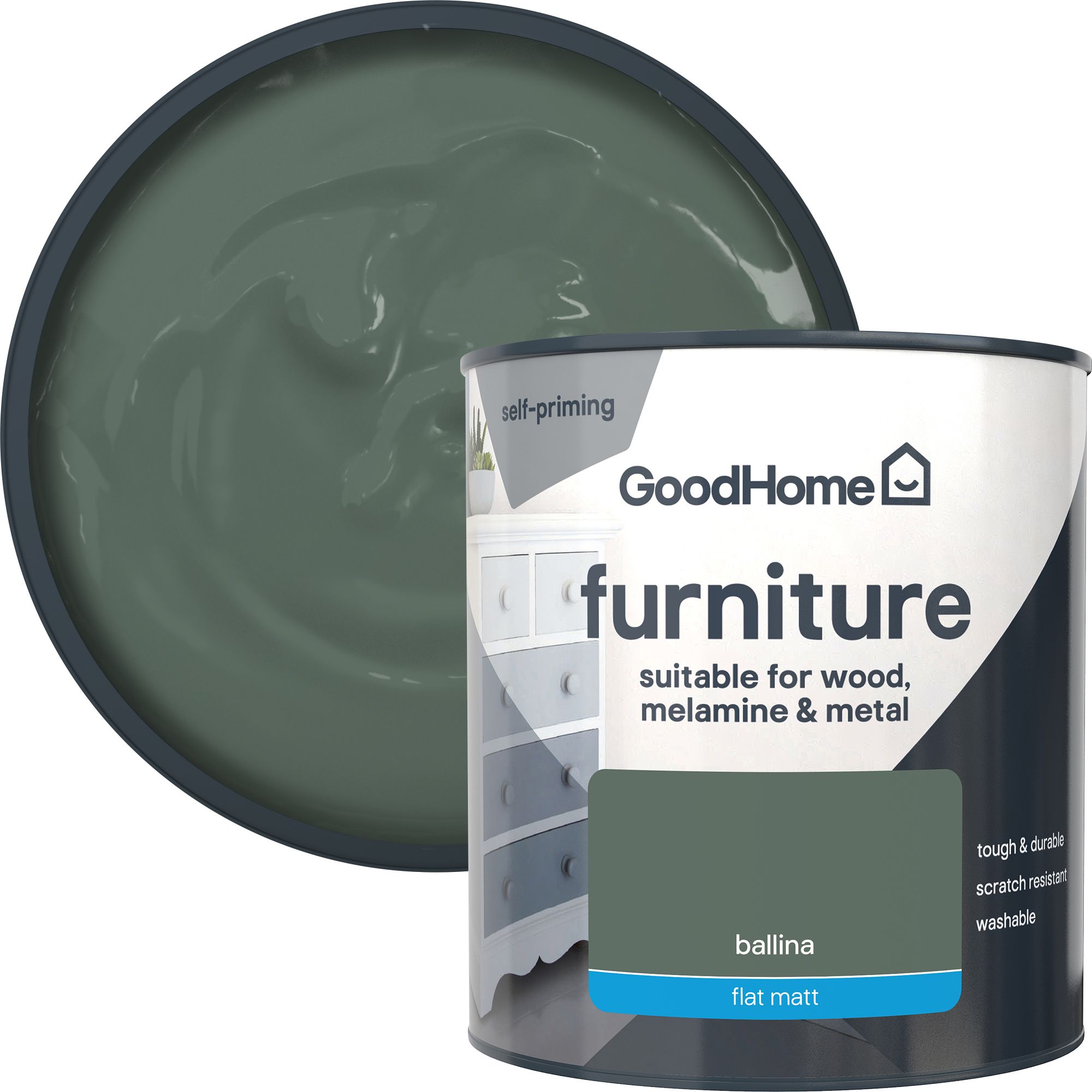 GoodHome Ballina Flat matt Furniture paint, 500ml