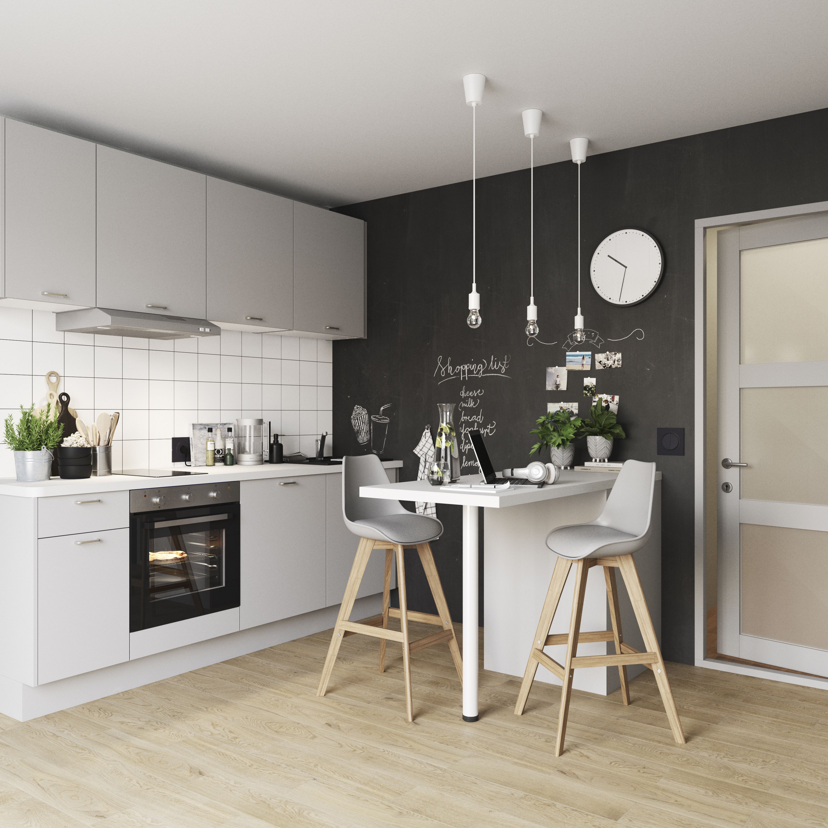 GoodHome Balsamita Grey Square edge Plinth, (L)2400mm