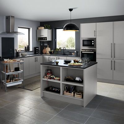 GoodHome Balsamita Grey Square edge Plinth, (L)2400mm