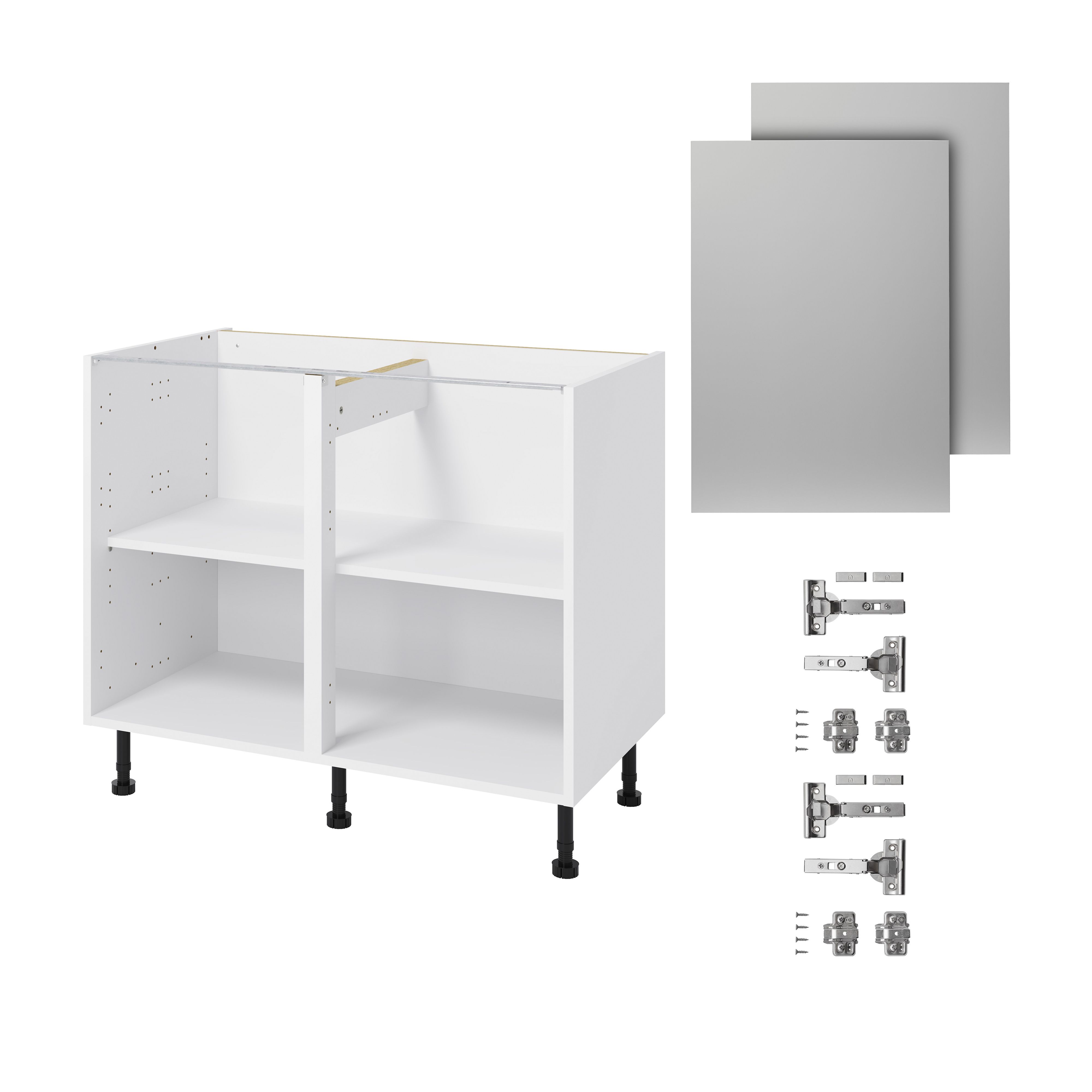 GoodHome Balsamita Matt grey slab Base Kitchen cabinet (W)1000mm (H)720mm