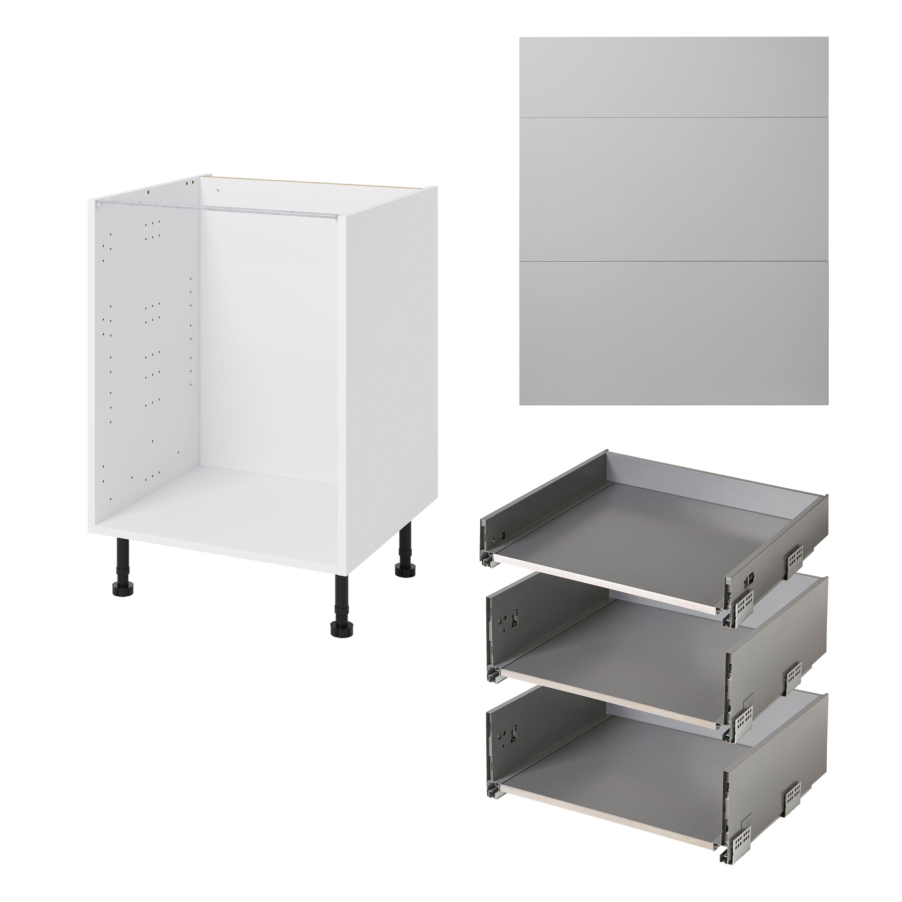 GoodHome Balsamita Matt grey slab Base Kitchen cabinet (W)600mm (H)720mm