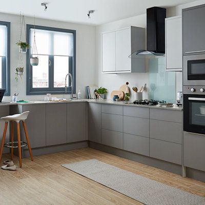 GoodHome Balsamita Matt grey slab Standard End panel (H)720mm (W)320mm