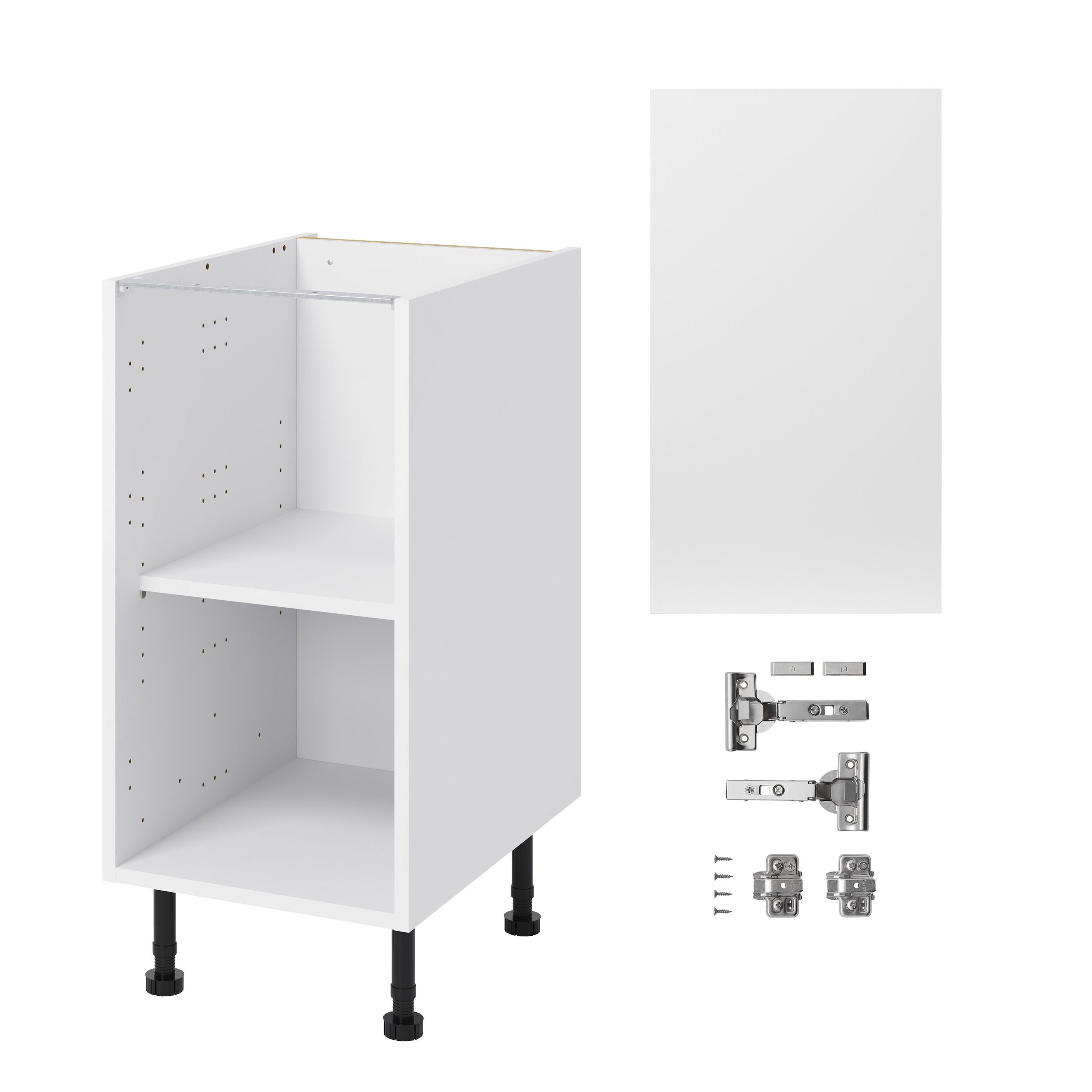 GoodHome Balsamita Matt white slab Base Kitchen cabinet (W)400mm (H)720mm