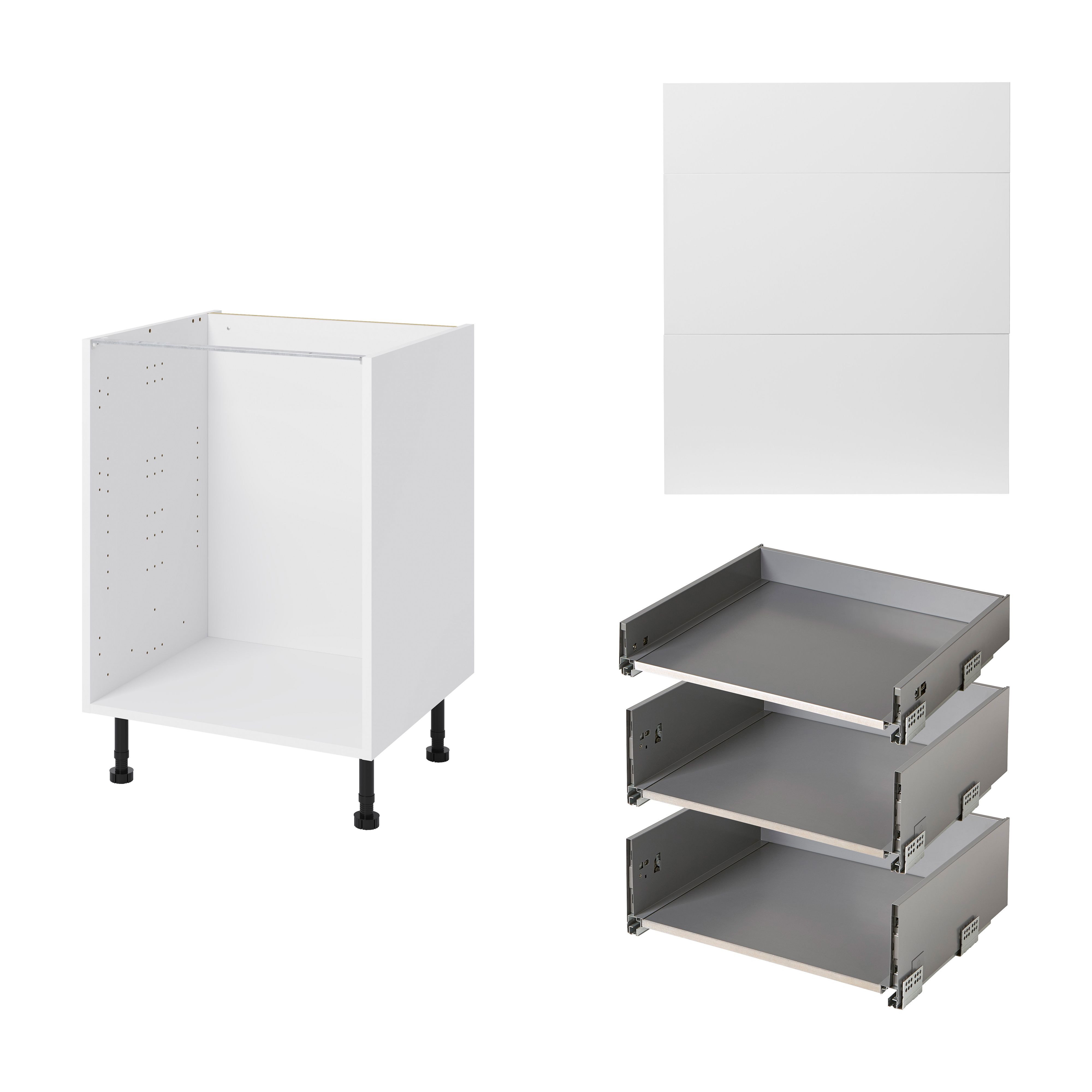 GoodHome Balsamita Matt white slab Base Kitchen cabinet (W)600mm (H)720mm