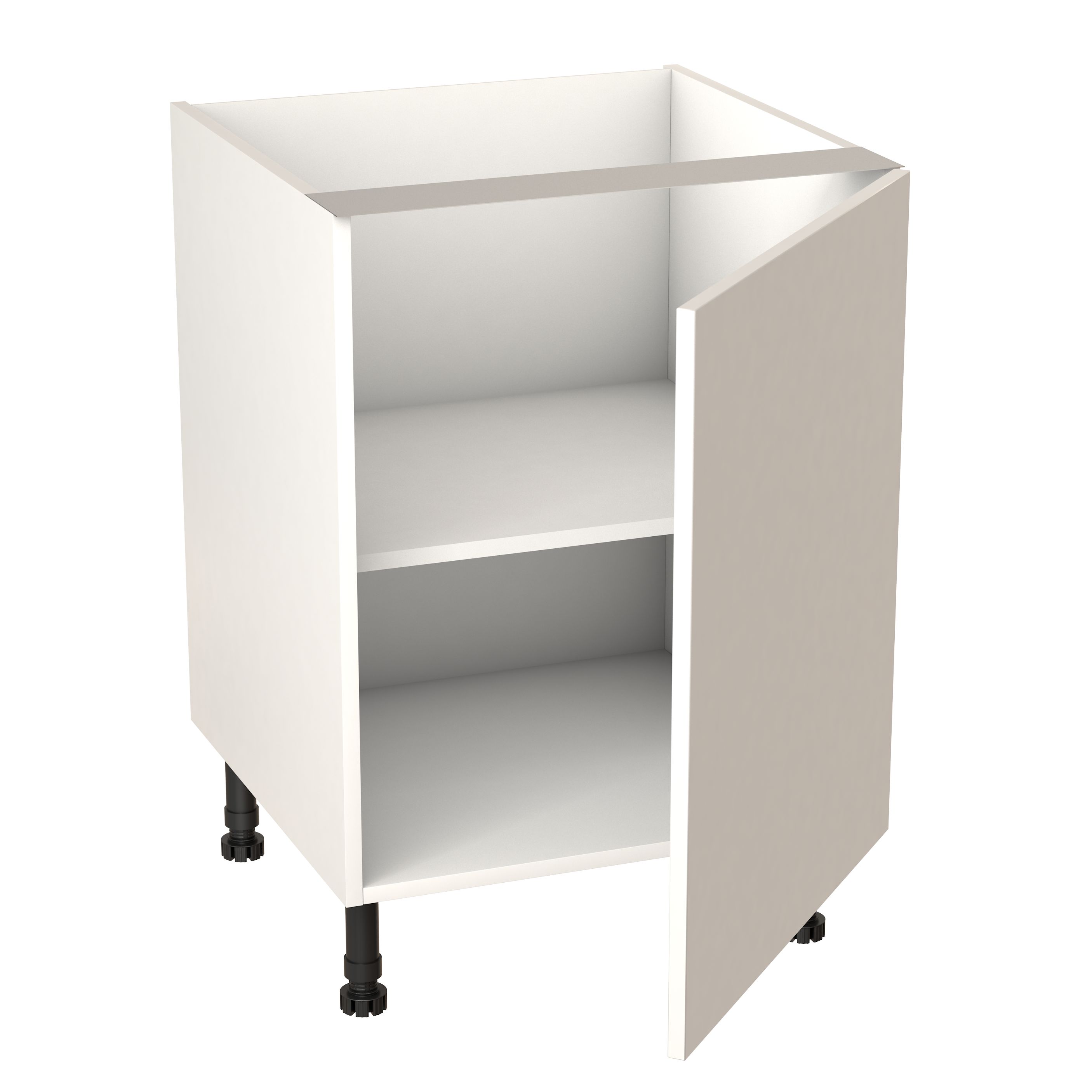 GoodHome Balsamita Matt white slab Base Kitchen cabinet (W)600mm (H)720mm