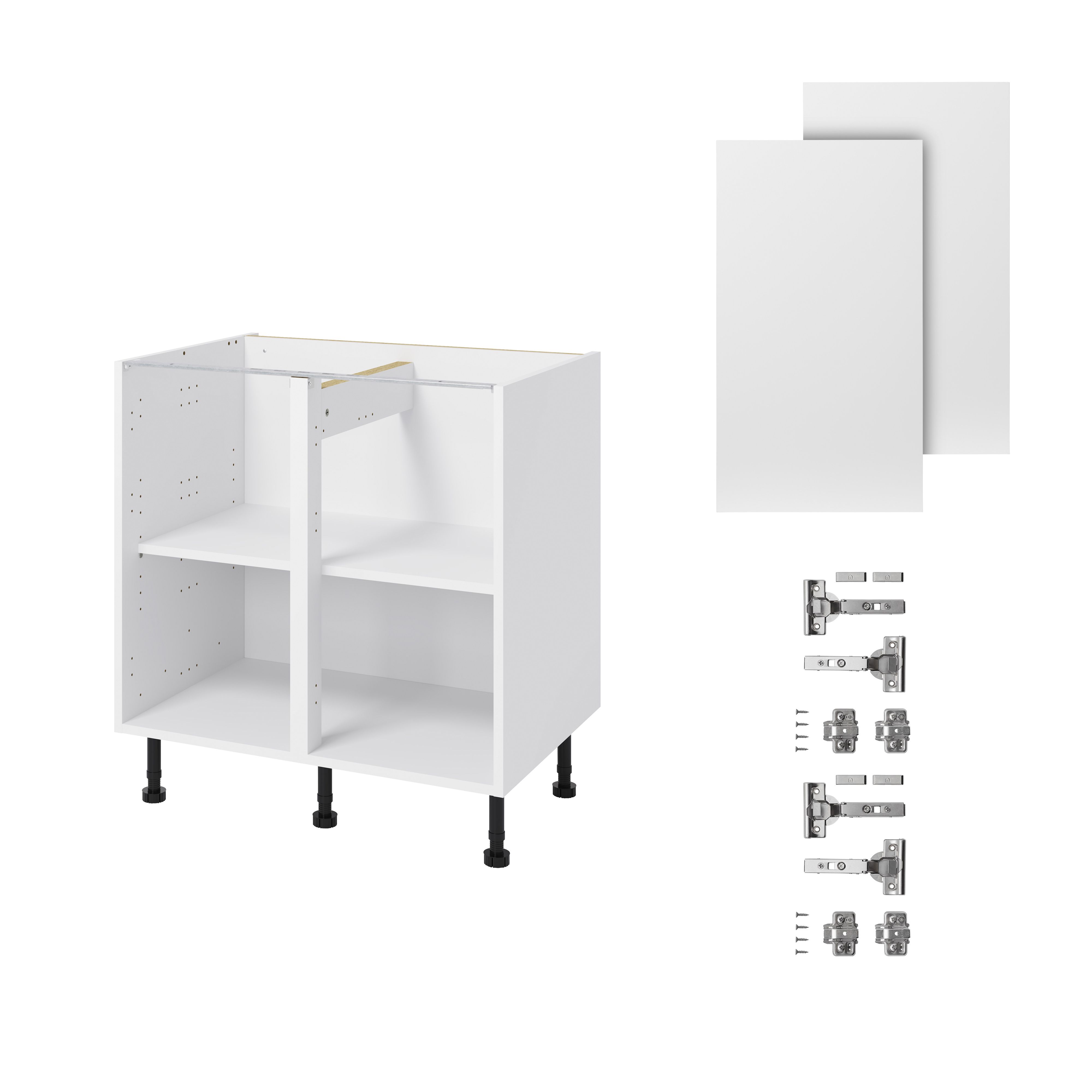 GoodHome Balsamita Matt white slab Base Kitchen cabinet (W)800mm (H)720mm