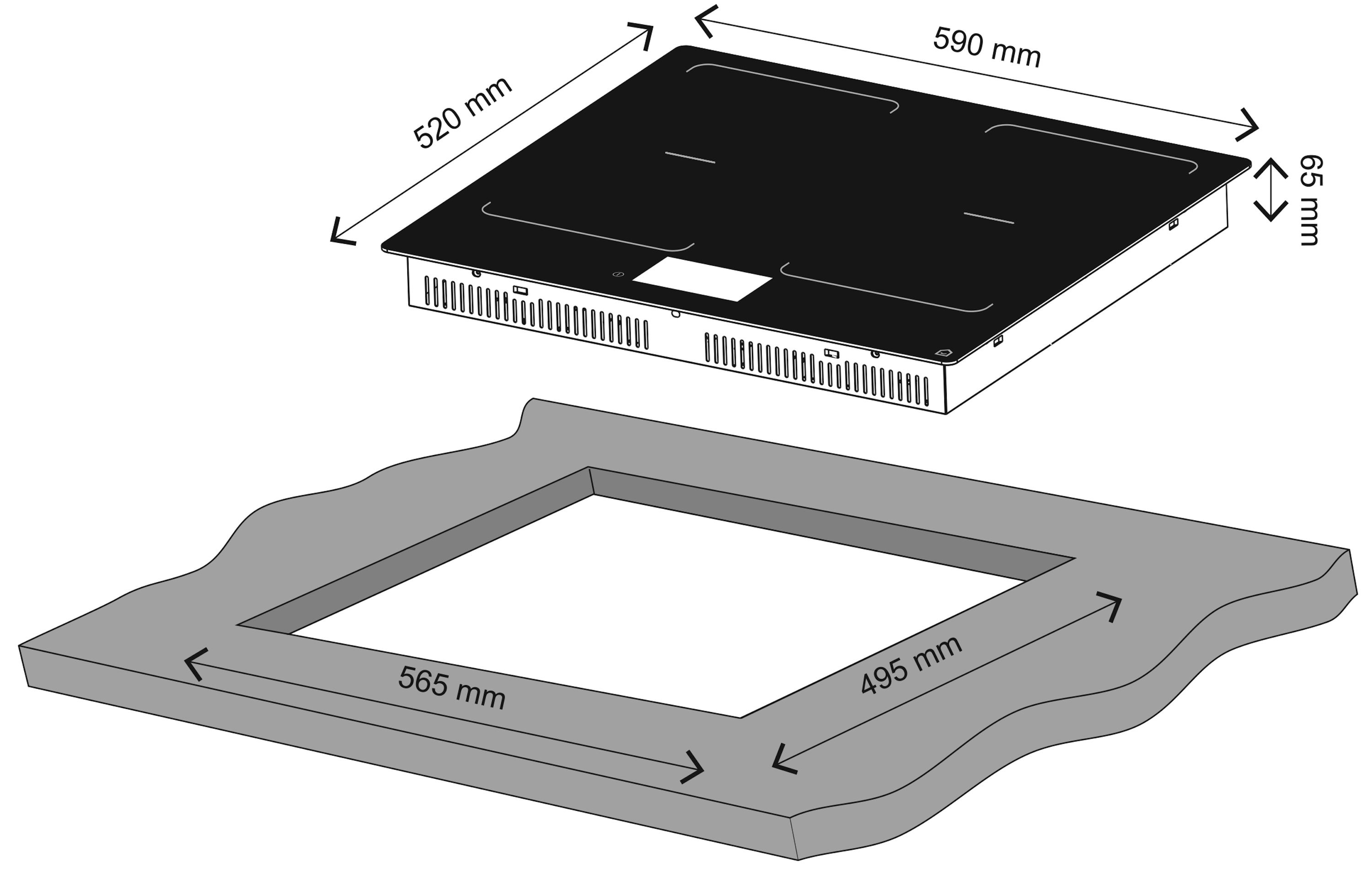 GoodHome Bamia GHIHAC60 59cm Induction Hob - Black