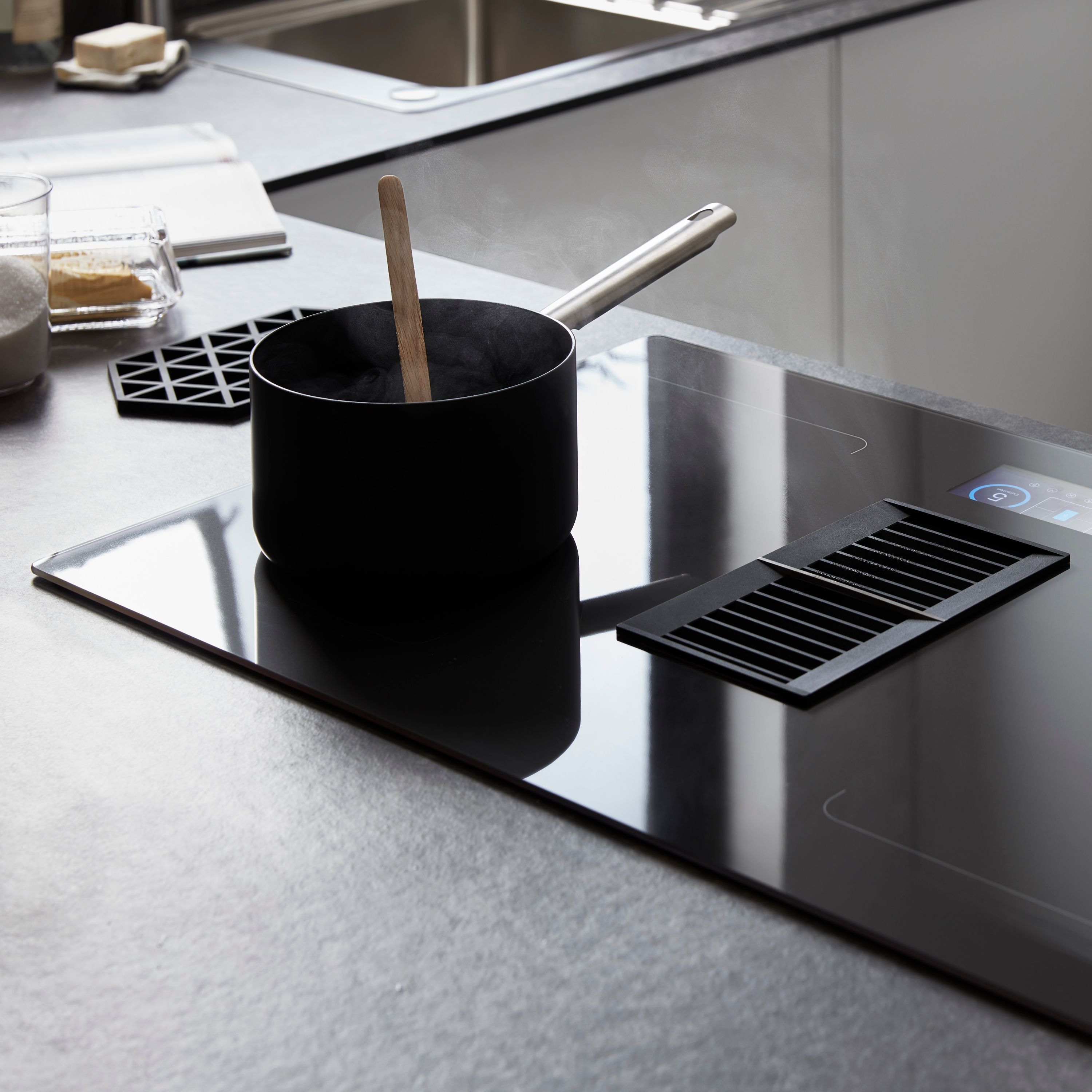 GoodHome Bamia GHIHEF77 77cm Induction Hob - Black