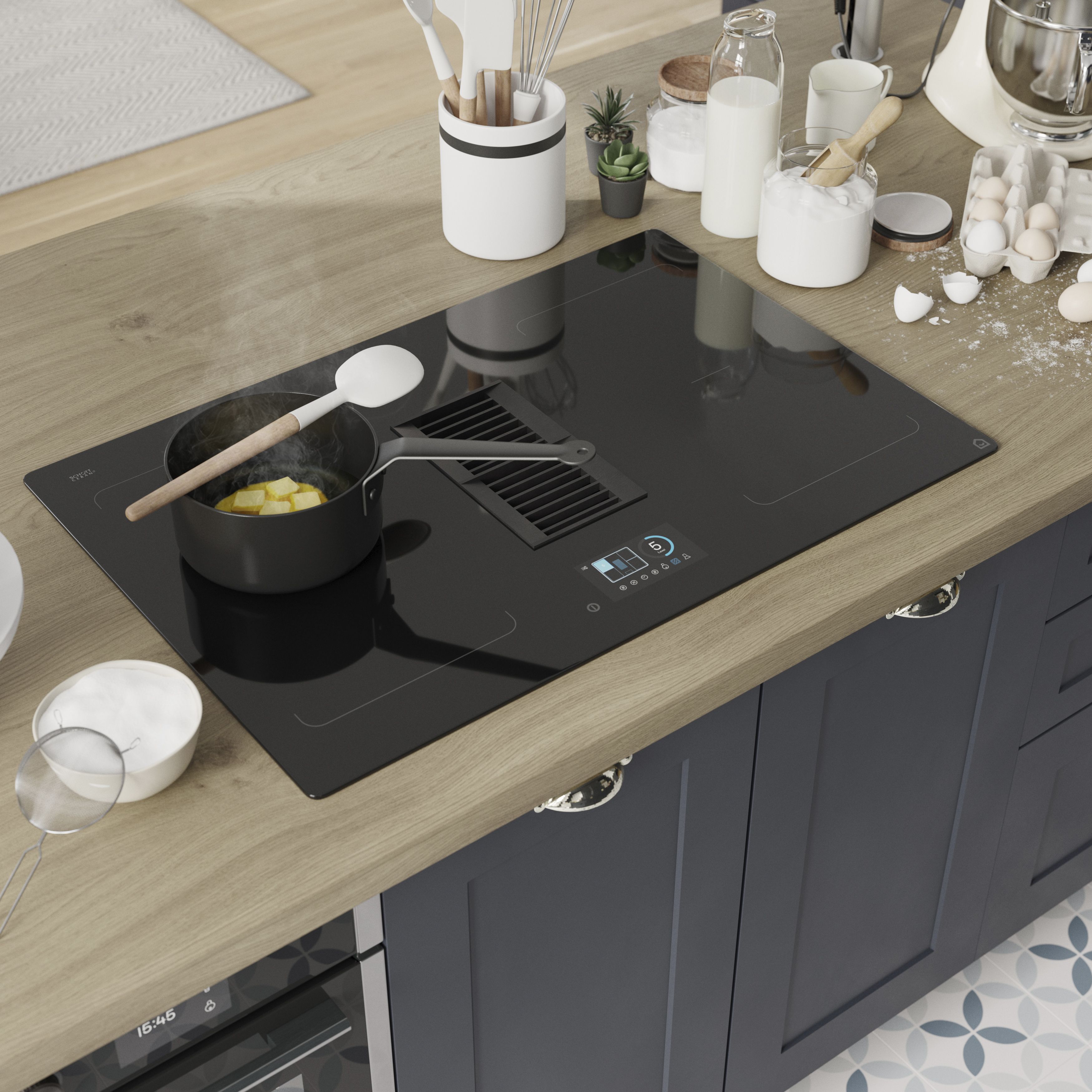 GoodHome Bamia GHIHEF77 77cm Induction Hob - Black