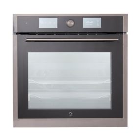 GoodHome Bamia GHMF71 Built-in Single Multifunction Oven - Brushed black stainless steel effect