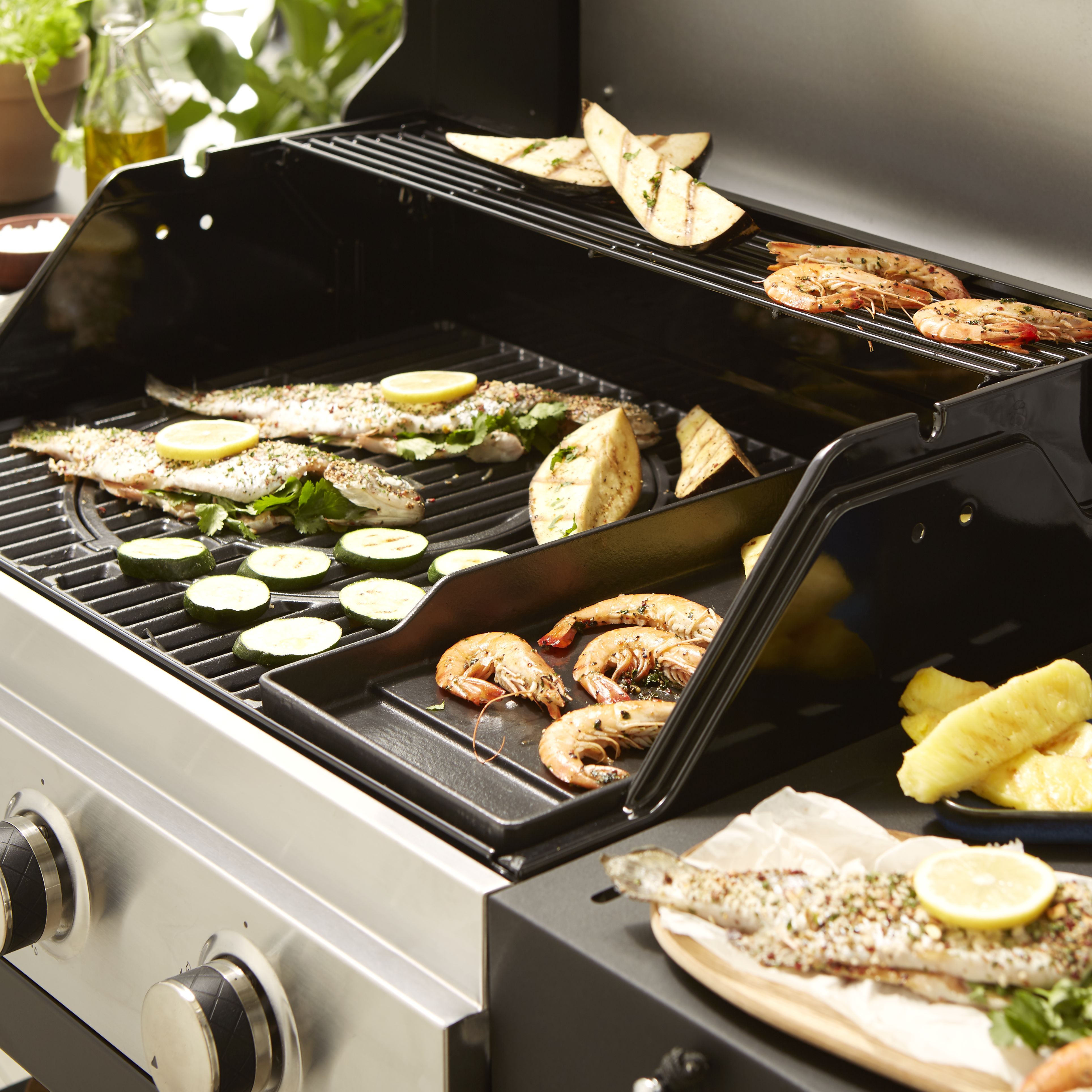 GoodHome Barbecue griddle 43cm(L) x 19.5cm(W)