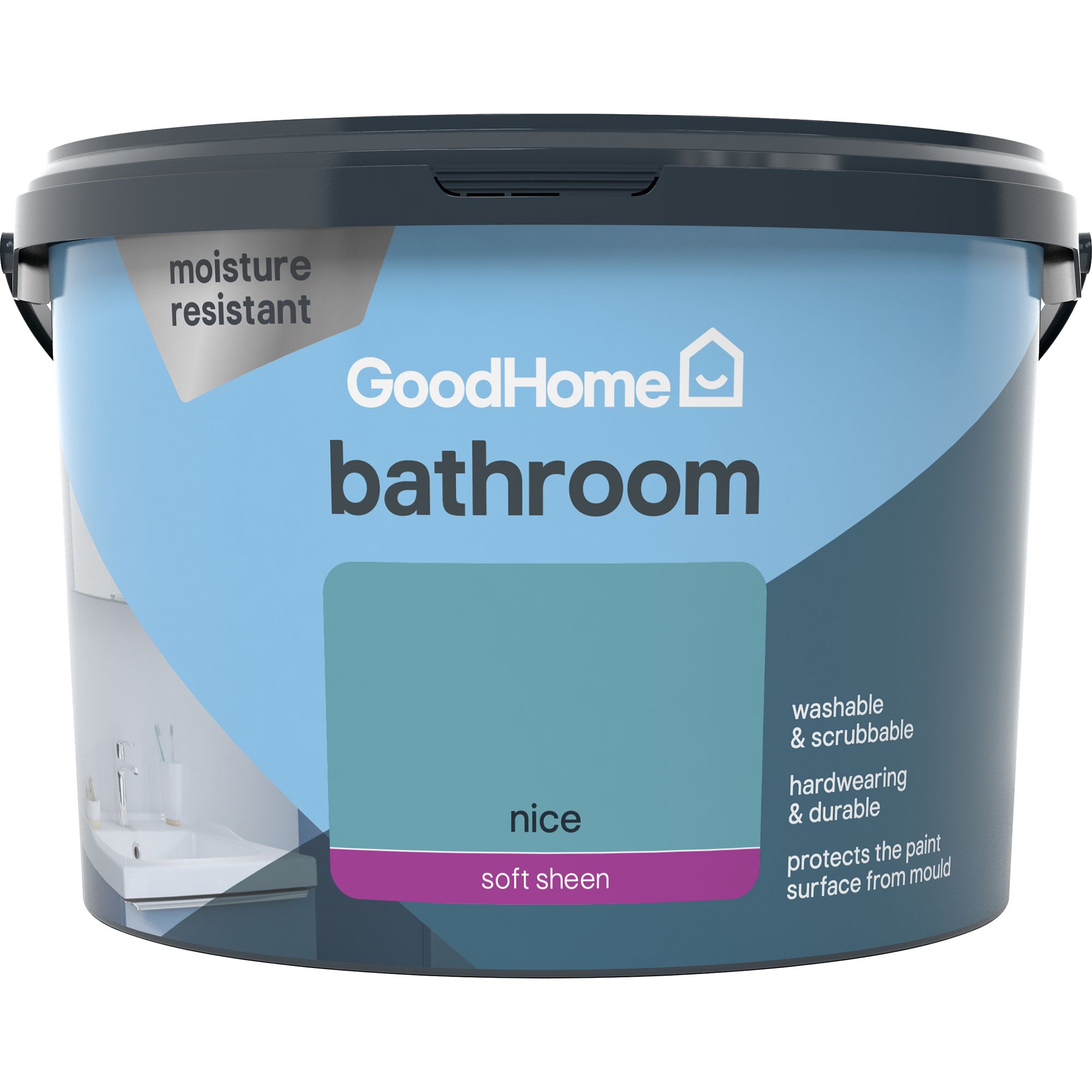 GoodHome Bathroom Nice Soft sheen Emulsion paint, 2.5L