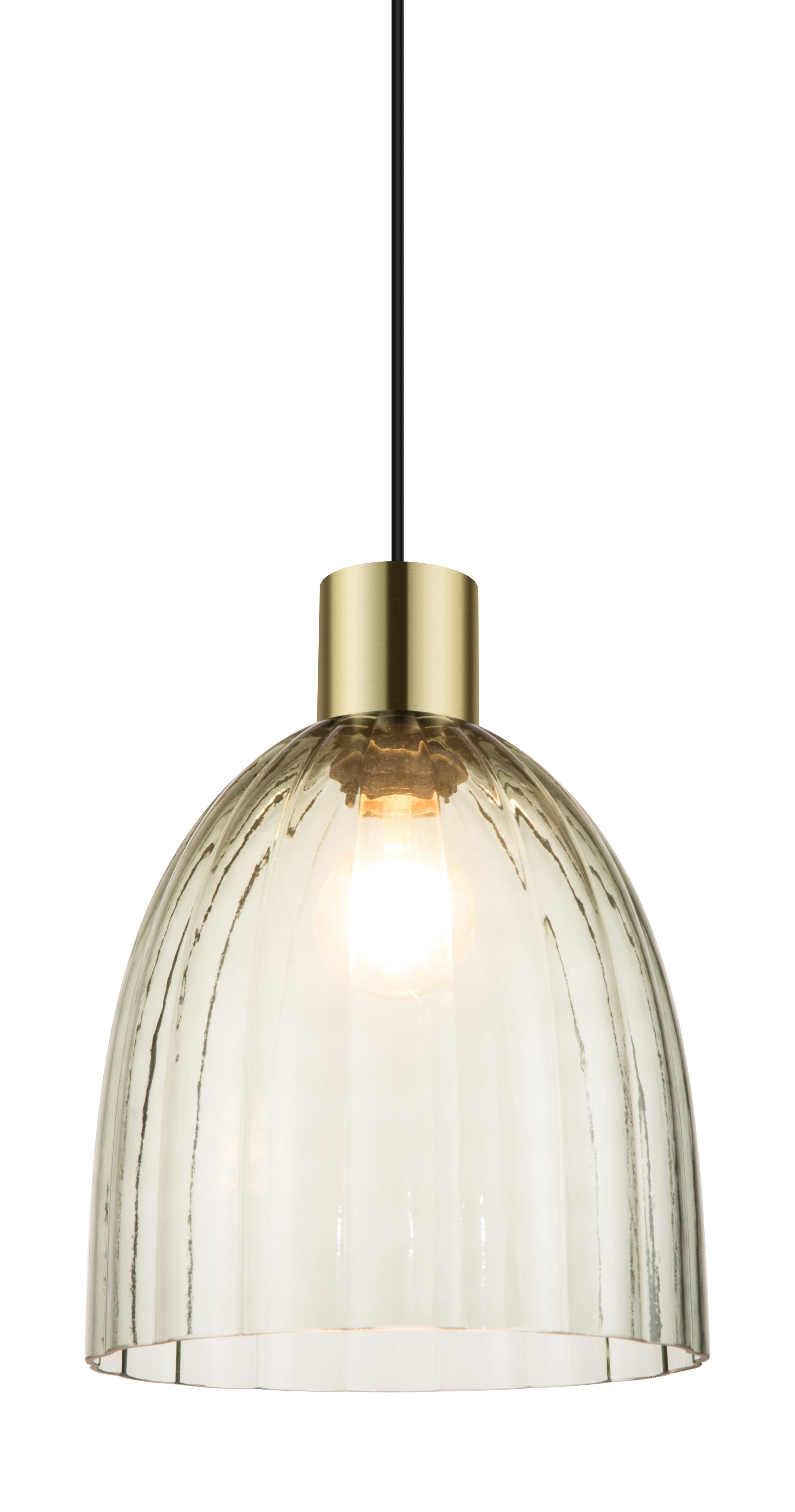 GoodHome Battle Green Brass effect Round Lamp shade (D)22cm