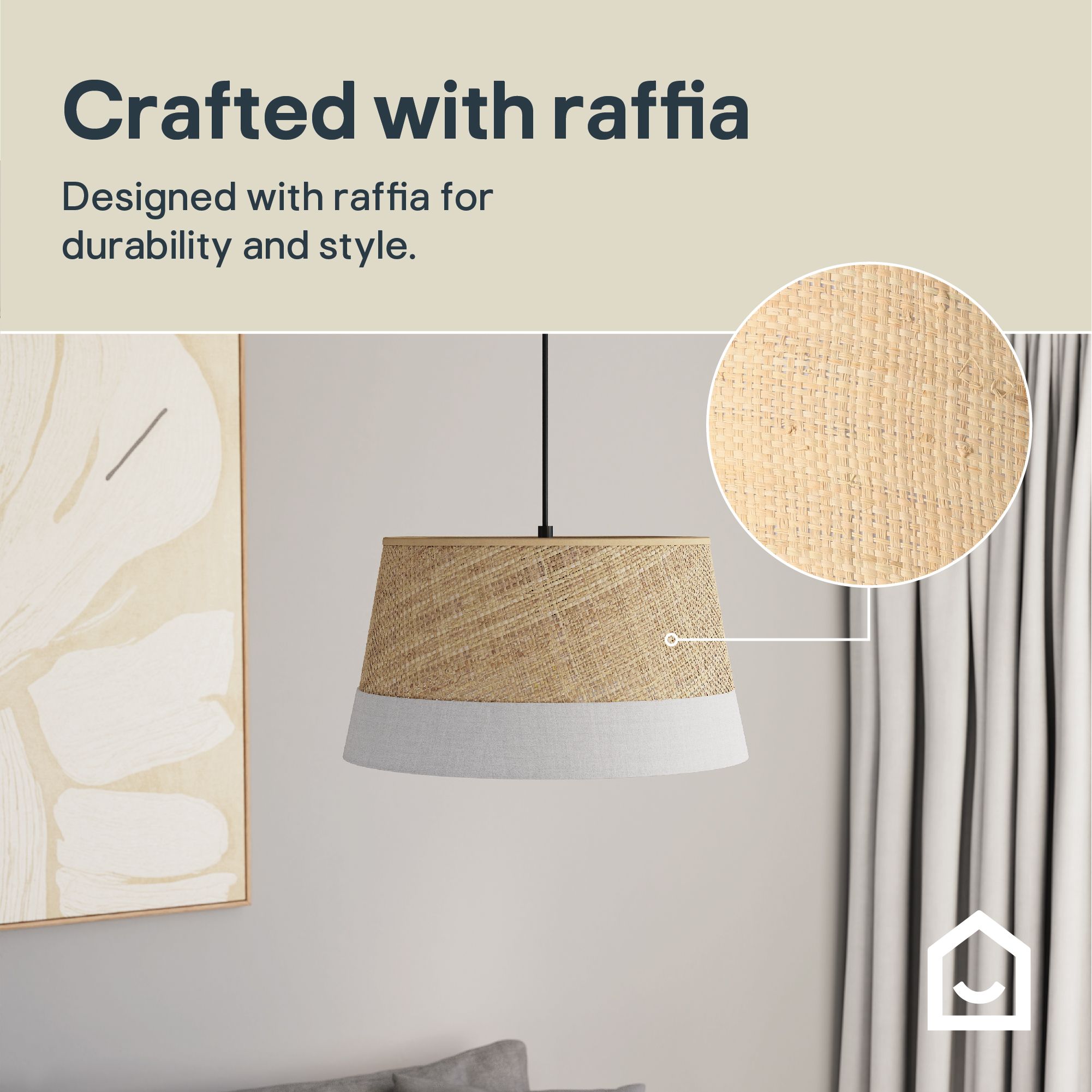 GoodHome Bellbird Grey & Natural Round Lamp shade (D)38cm