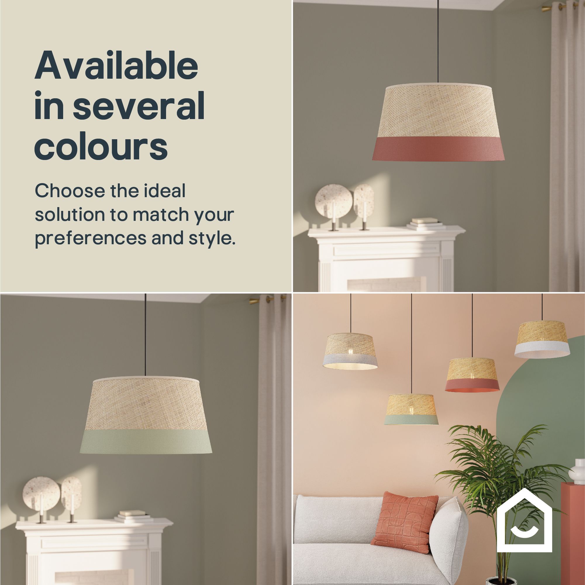 GoodHome Bellbird Grey & Natural Round Lamp shade (D)38cm