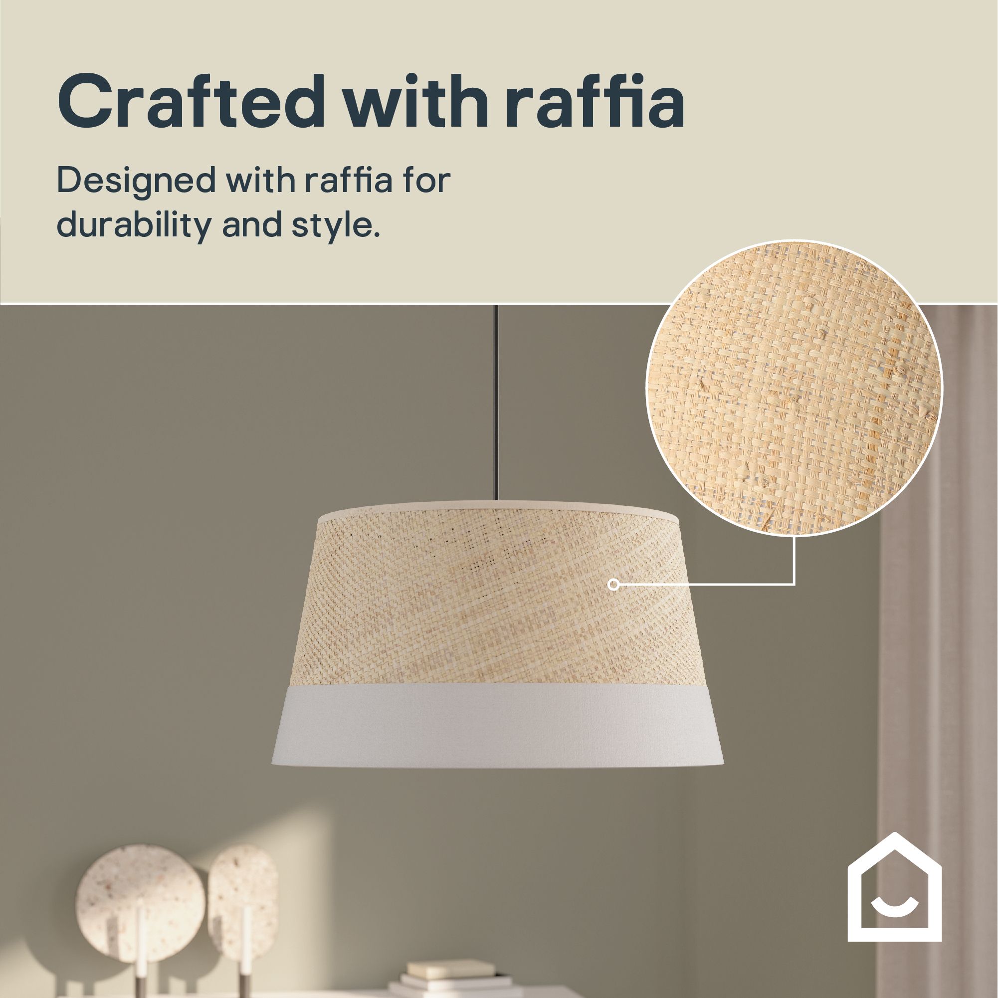 GoodHome Bellbird White & Natural Round Lamp shade (D)38cm