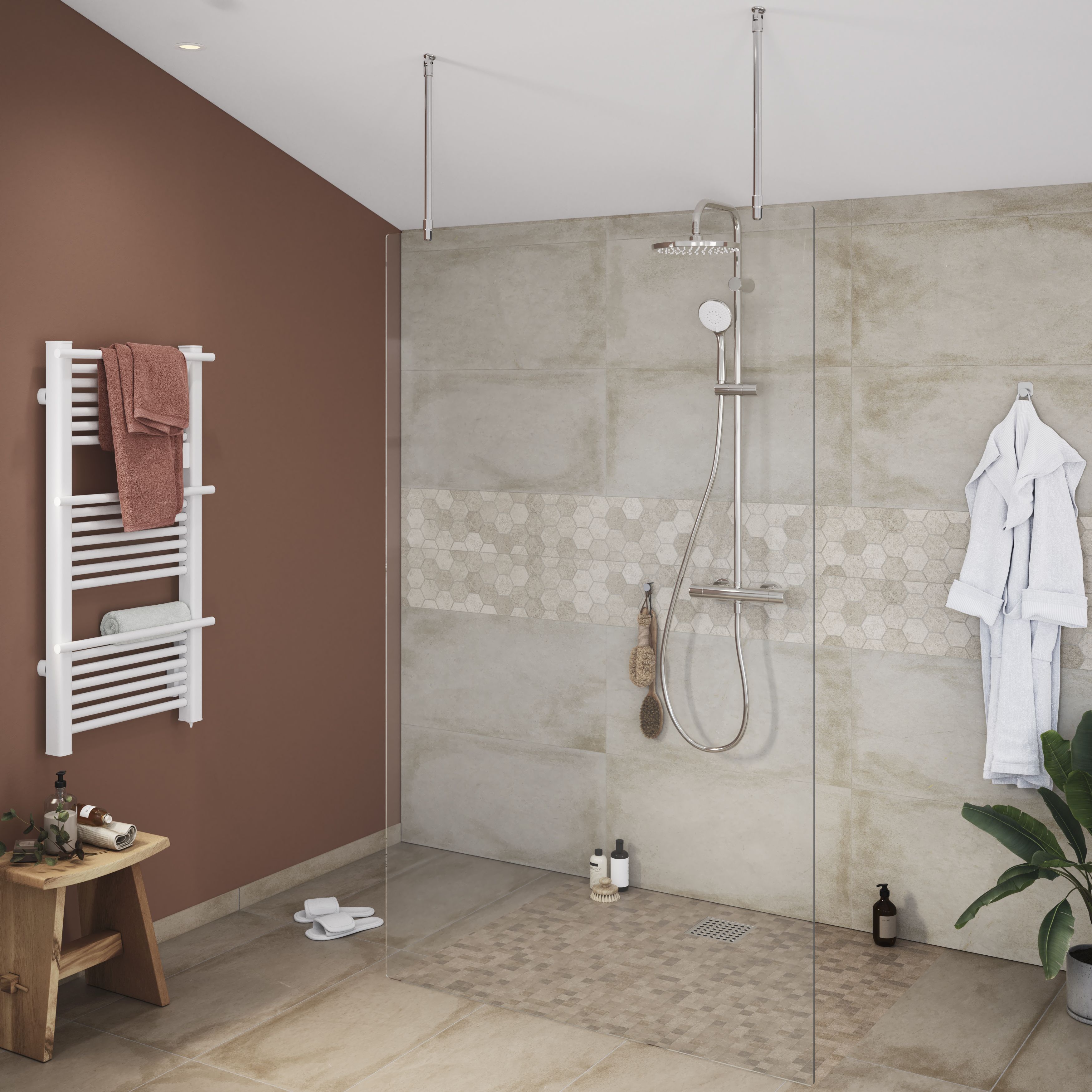 GoodHome Beloya Ceiling-mounted Support bar (L)80cm