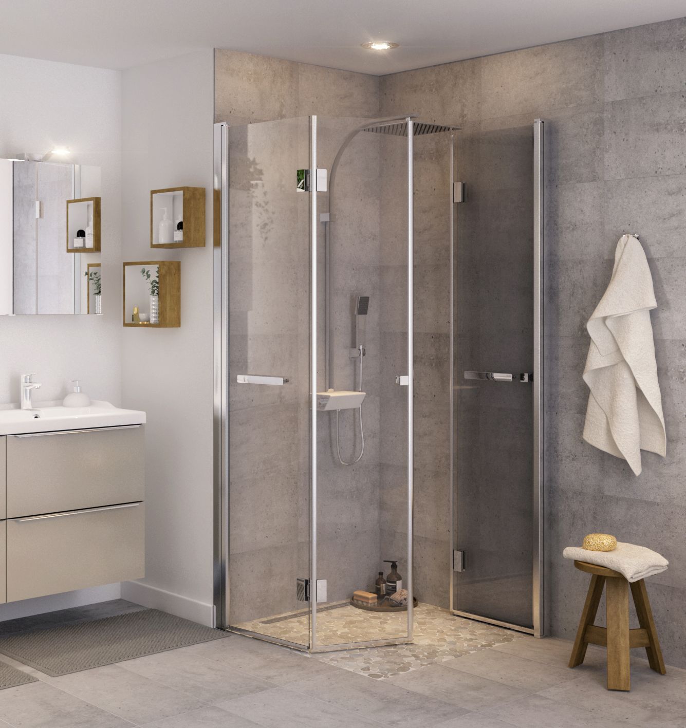 GoodHome Beloya Chrome effect Clear Shower Door (H)195cm (W)80cm