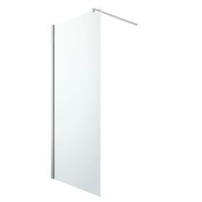 GoodHome Beloya Chrome effect Clear Walk-in Wet room glass screen (H)195cm (W)80cm