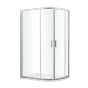 GoodHome Beloya Chrome effect Left-handed Offset quadrant Shower Enclosure & tray with Corner entry double sliding door (W)1200mm (D)800mm