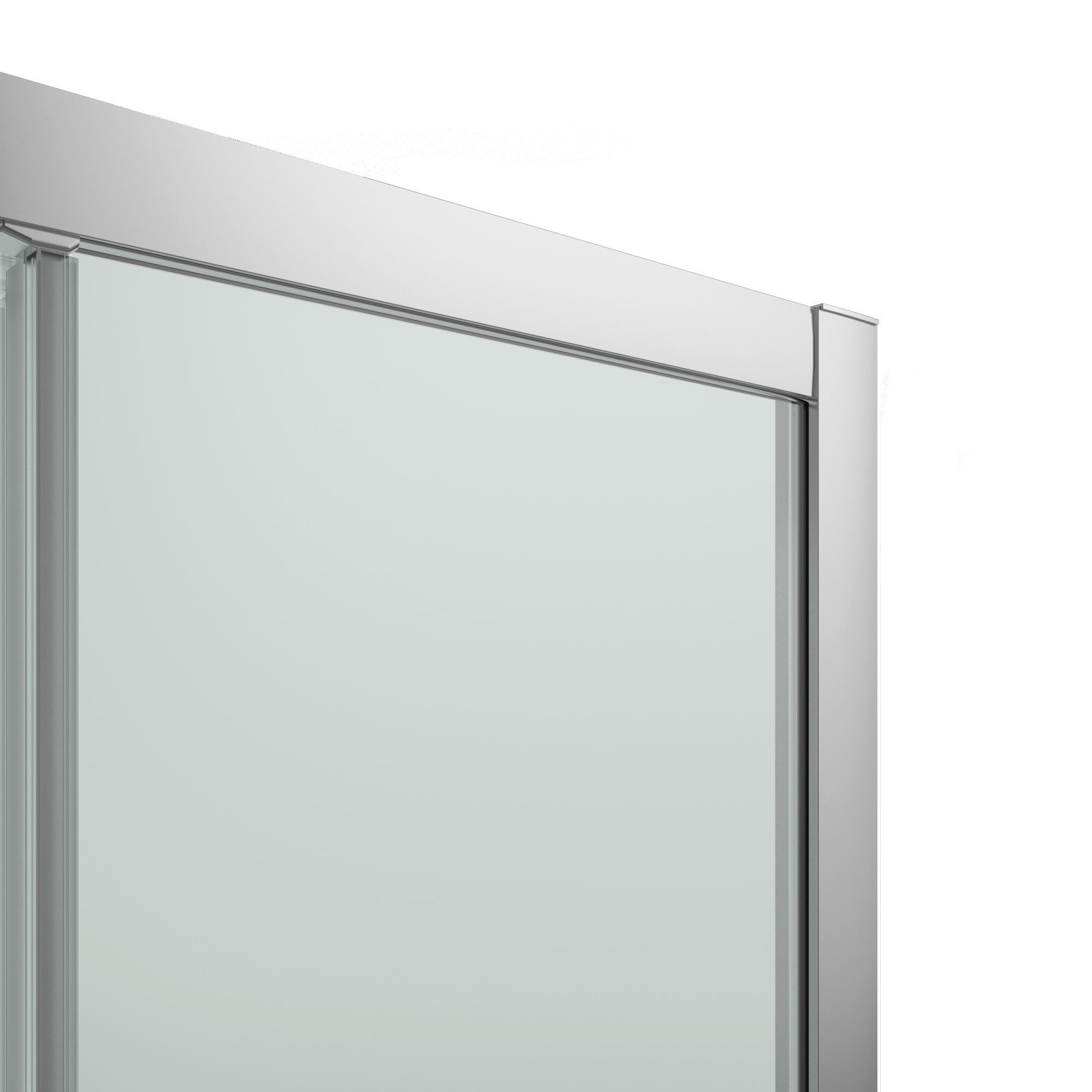 GoodHome Beloya Framed Transparent Silver effect Quadrant Shower enclosure - Corner entry double sliding door (W)90cm (D)90cm