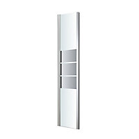 GoodHome Beloya Gloss Silver Chrome effect Mirror Fixed Front Panel (H)195cm (W)40cm