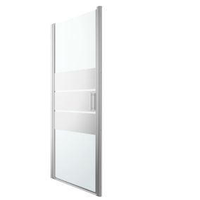 GoodHome Beloya Semi-framed Argenté Silver effect Mirror Strip Full open pivot Shower Door (H)195cm (W)90cm