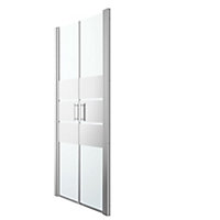 GoodHome Beloya Semi-framed Argenté Silver effect Mirror Strip Swinging Shower Door (H)195cm (W)90cm