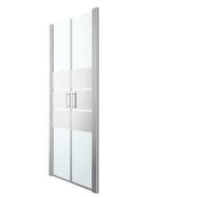 GoodHome Beloya Semi-framed Argenté Silver effect Mirror Strip Swinging Shower Door (H)195cm (W)90cm