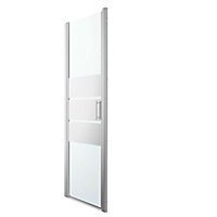 GoodHome Beloya Semi-framed Silver effect Mirror Pivot Shower Door (H)195cm (W)76cm