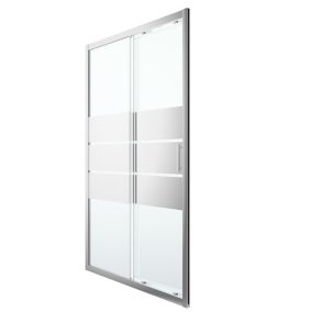 GoodHome Beloya Silver effect Rectangular Shower Door, panel & tray kit with Double sliding doors (W)1200mm (D)900mm