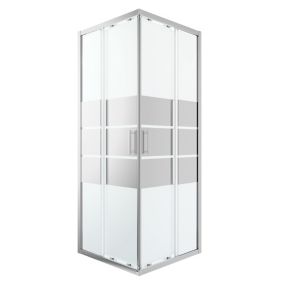 GoodHome Beloya Silver effect Square Shower Enclosure & tray with Corner entry double sliding door (H)195cm (W)90cm (D)90cm