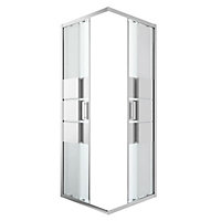 GoodHome Beloya Silver effect Universal Square Shower Enclosure & tray with Corner entry double sliding door (H)195cm (W)76cm (D)76cm