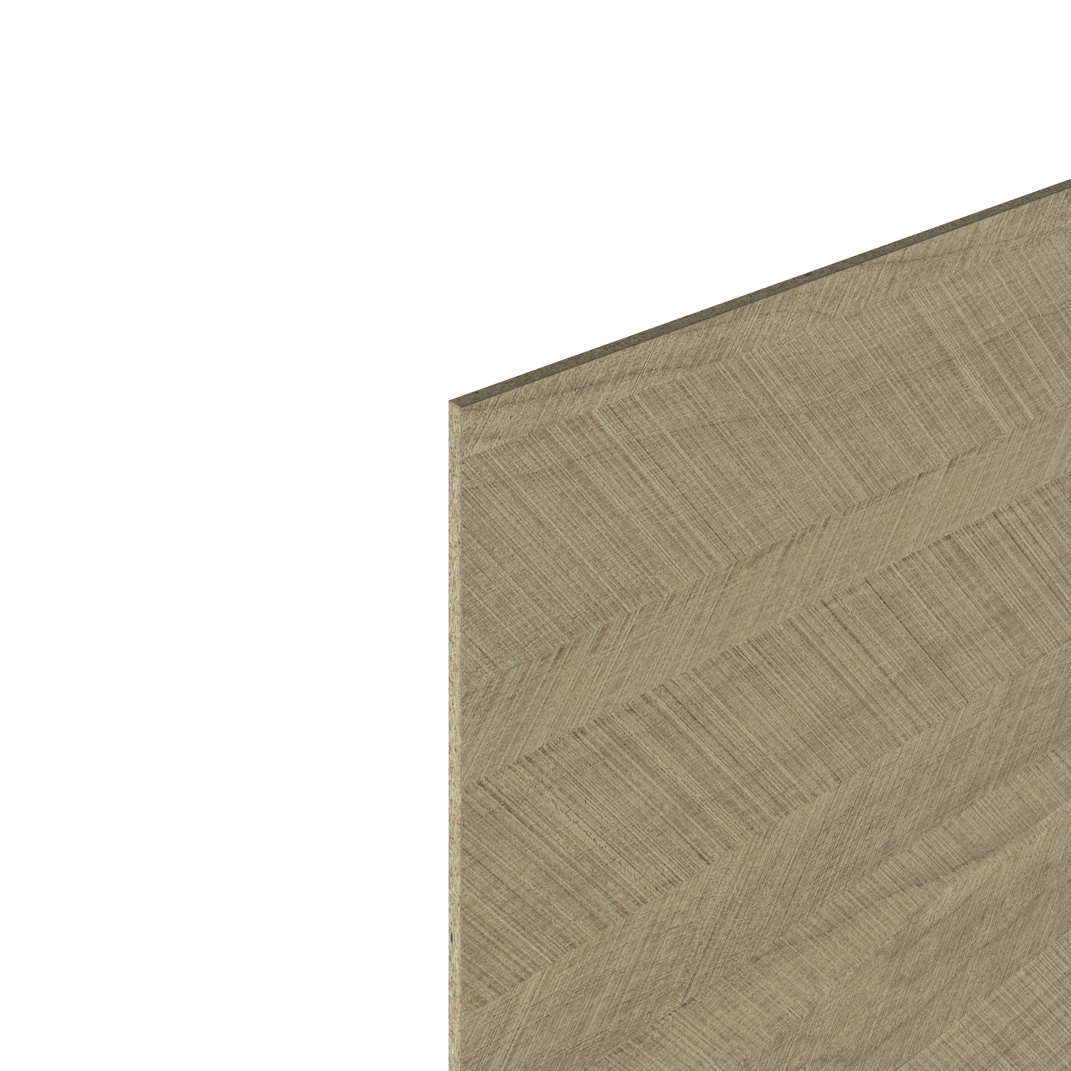 GoodHome Berberis Chevron Oak effect Laminate Splashback, (H)600mm (W)2000mm (T)8mm