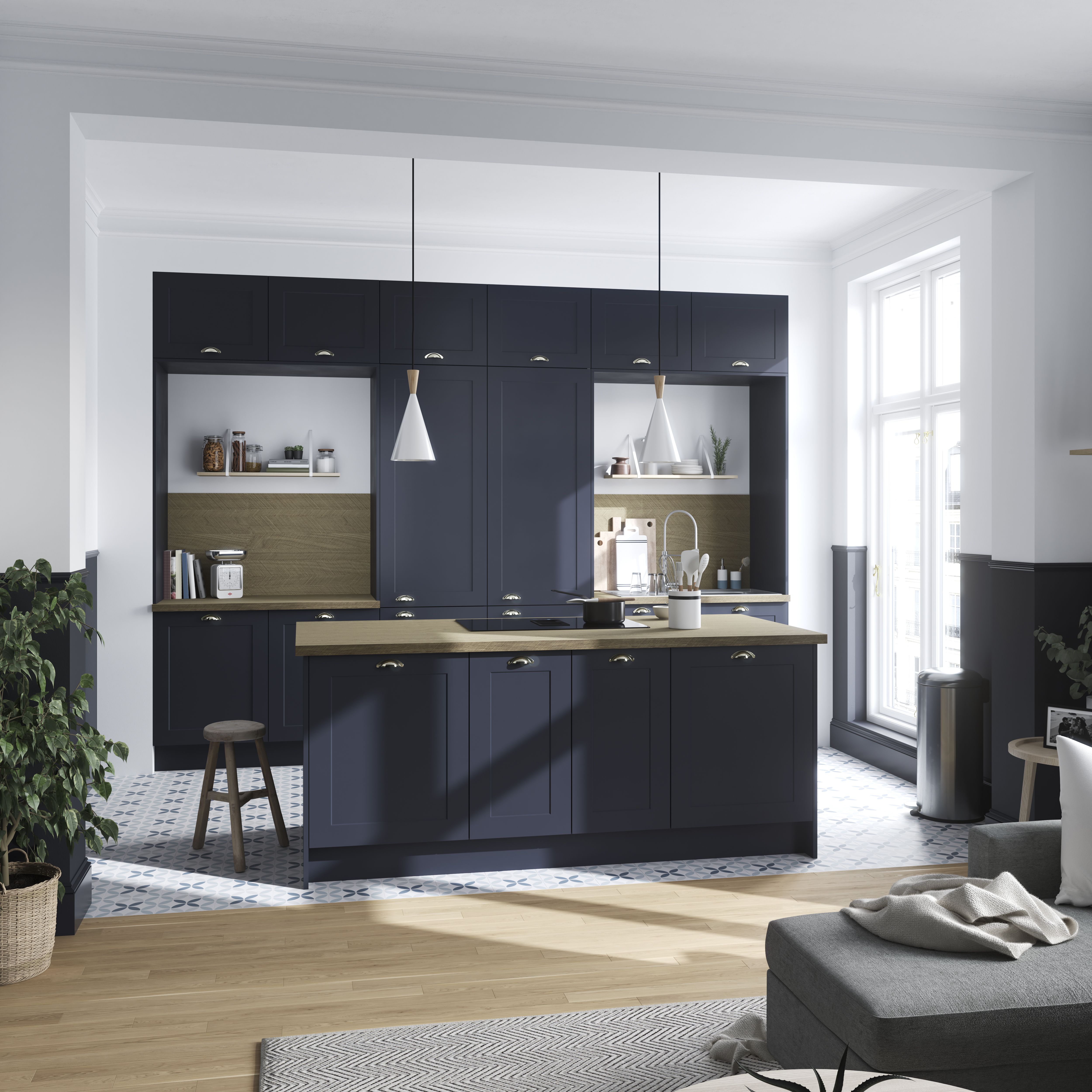 GoodHome Berberis Chevron Oak effect Laminate Splashback, (H)600mm (W)2000mm (T)8mm